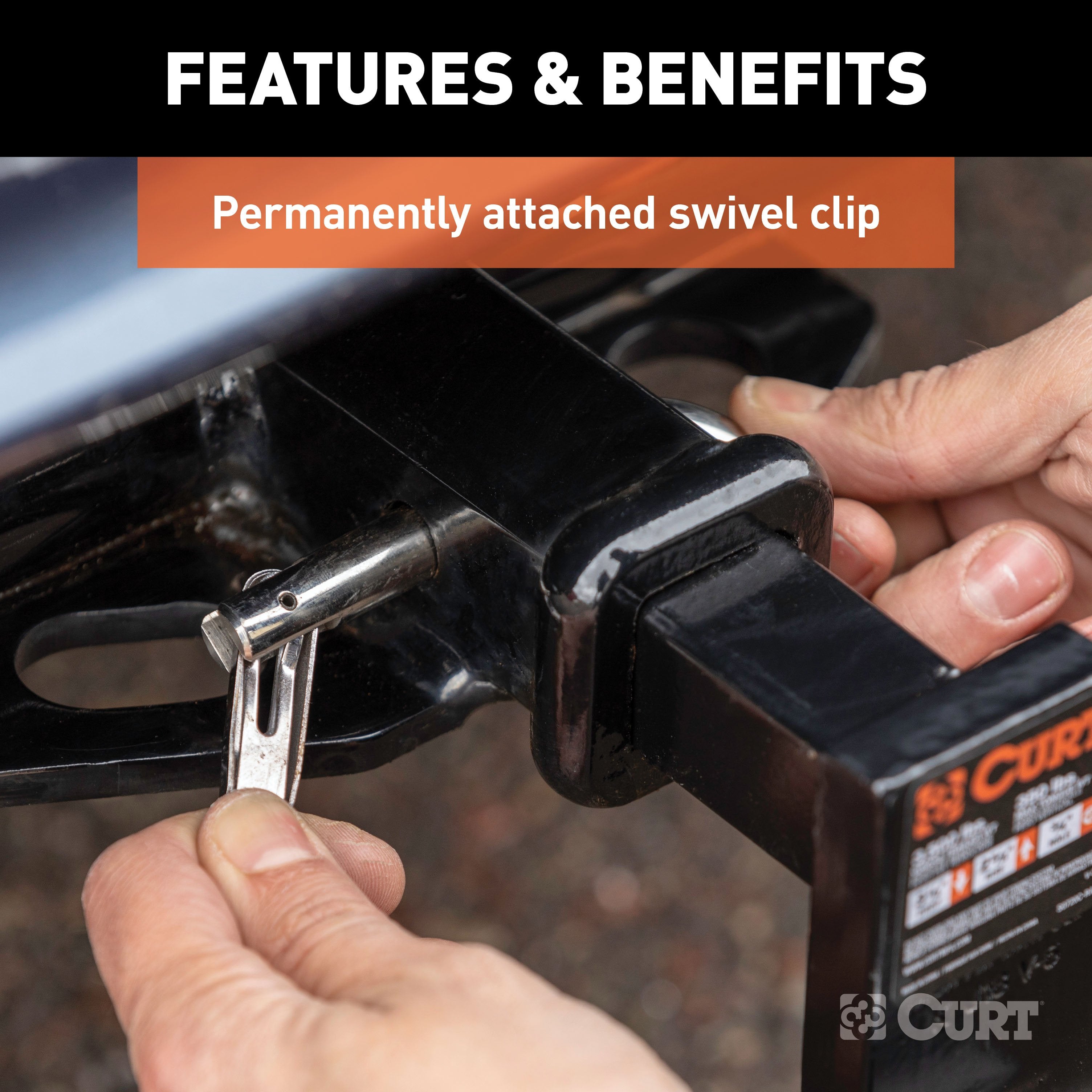 CURT Stainless Steel Swivel Trailer Hitch Pin, 1/2-Inch Diameter, Fits 1-1/4-Inch Receiver Model 23581
