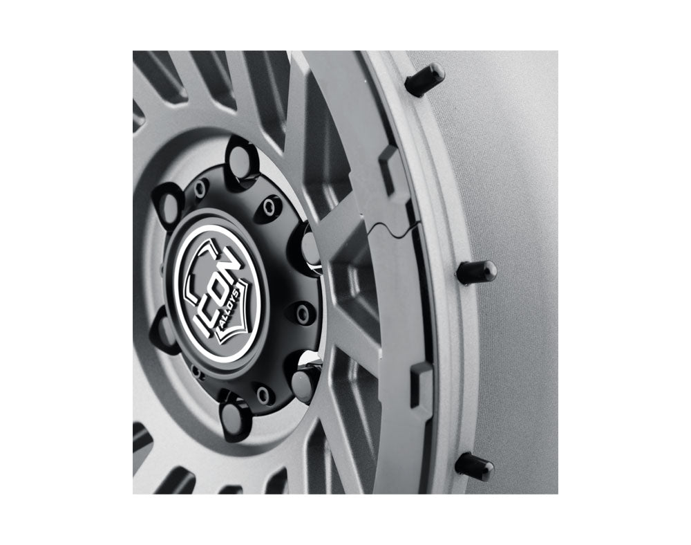 Rebound Pro 18 X 9 / 6 X 5.5 0MM Offset 5 Inch Back Space Charcoal W/ Black Ring, ICON Alloys