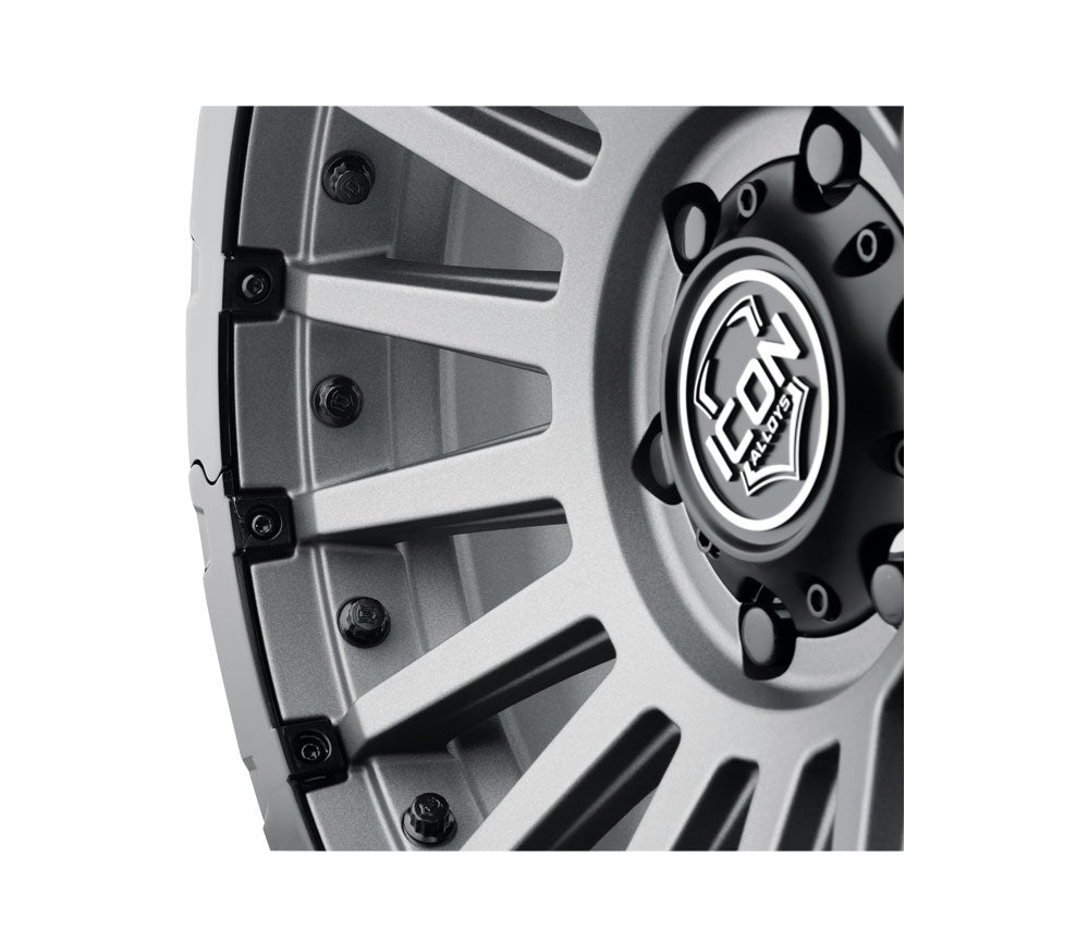 Rebound Pro 18 X 9 / 6 X 5.5 0MM Offset 5 Inch Back Space Charcoal W/ Black Ring, ICON Alloys