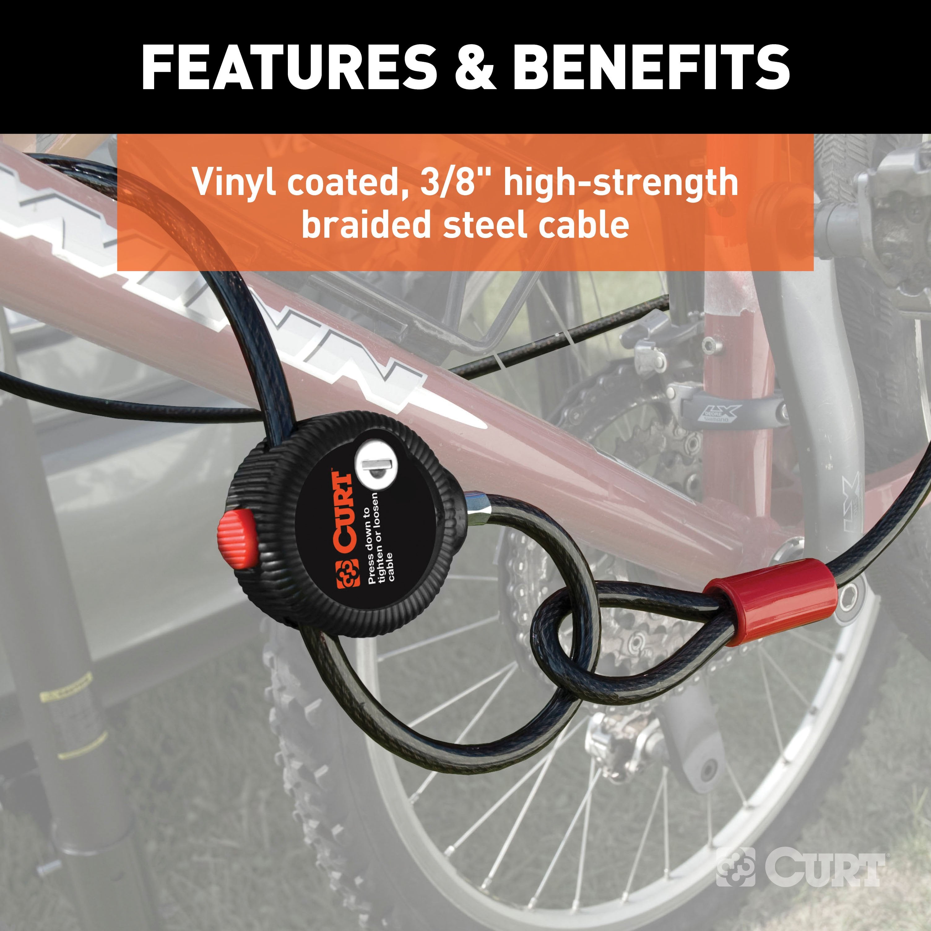 CURT 6-Foot Bike Cable Lock Model 23666