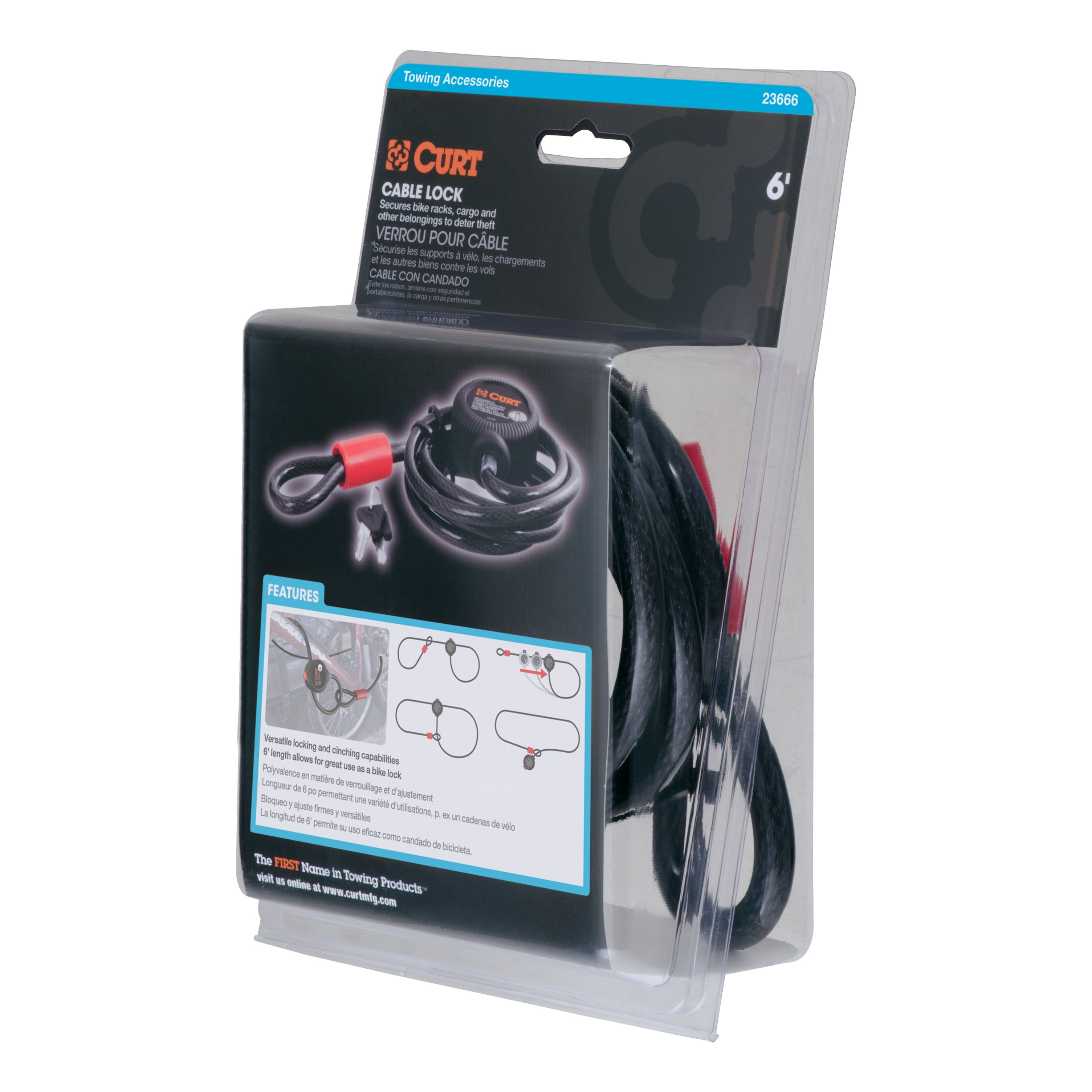 CURT 6-Foot Bike Cable Lock Model 23666