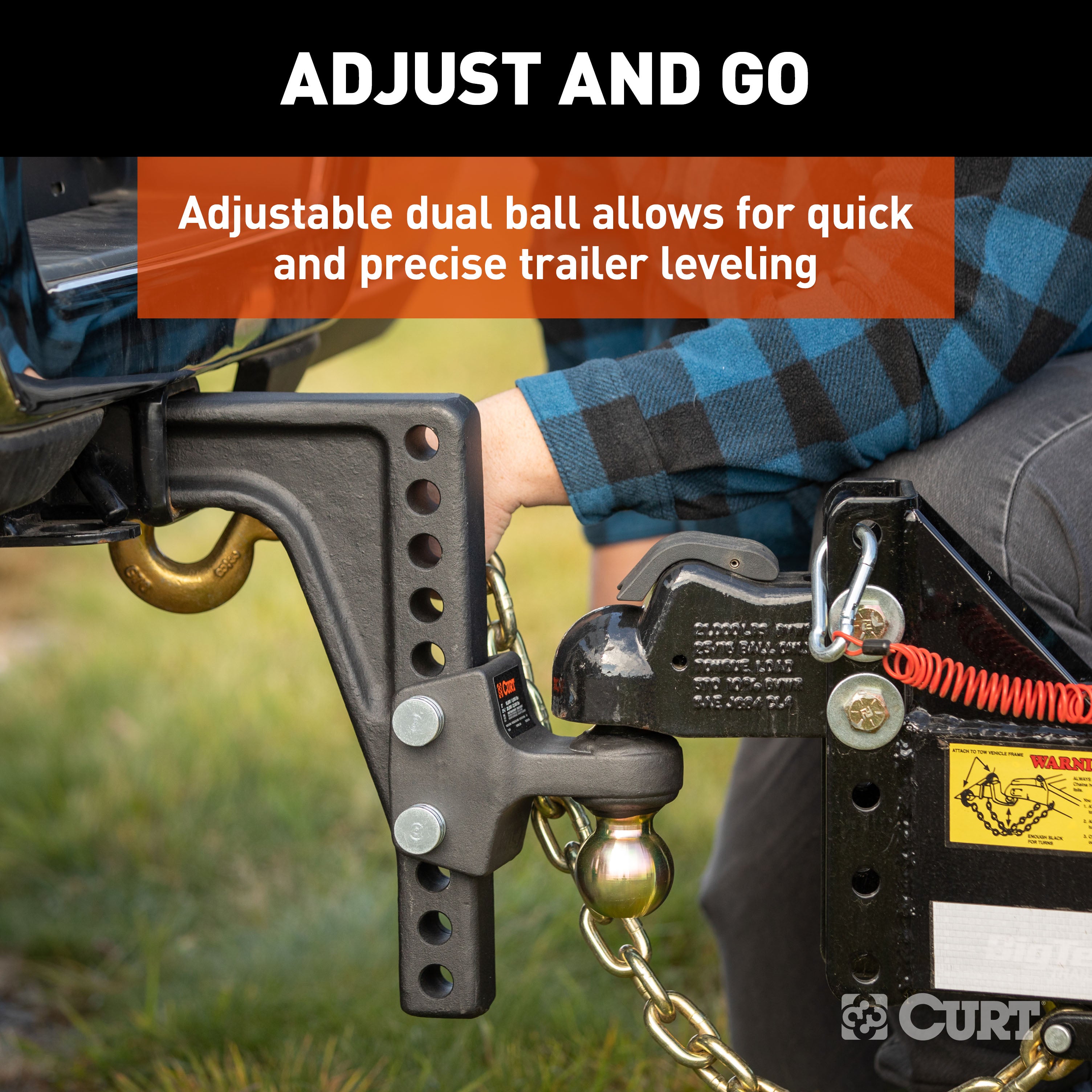 CURT HD Deep-Drop Adjustable Trailer Hitch Ball Mount with Dual Ball, 2-1/2" Shank, Up to 20,000 lbs Model 45939