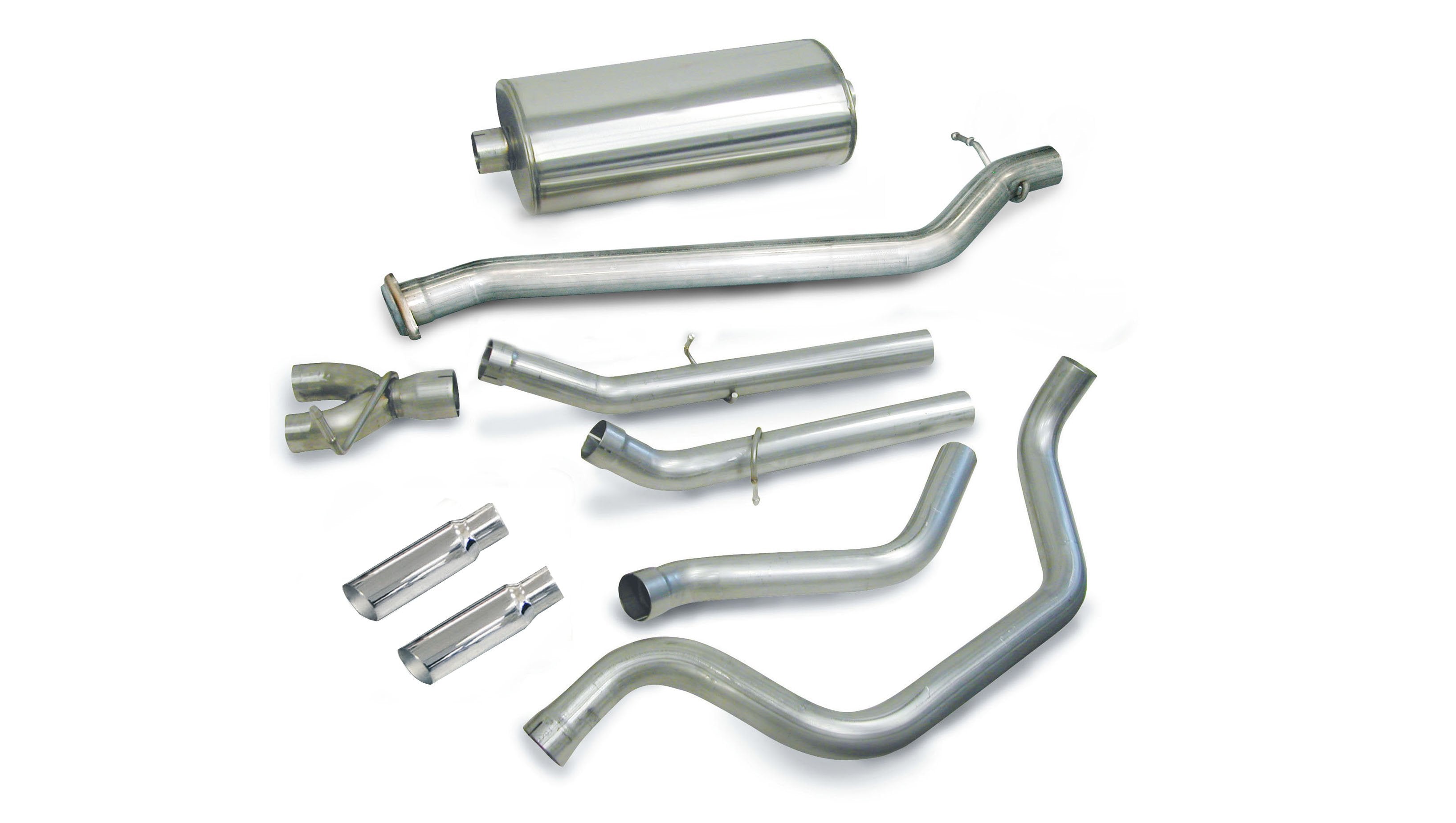 3.0 Inch Cat-Back Sport Dual Rear Exit Exhaust 4.0 Inch Slash Cut Polished Tips 99-06 Silverado/Sierra 1500 Crew Cab/Short Bed/Extended Cab/Standard Bed 4.8L/5.3L V8 143.5 Inch WB Stainless Steel dB by Corsa Performance