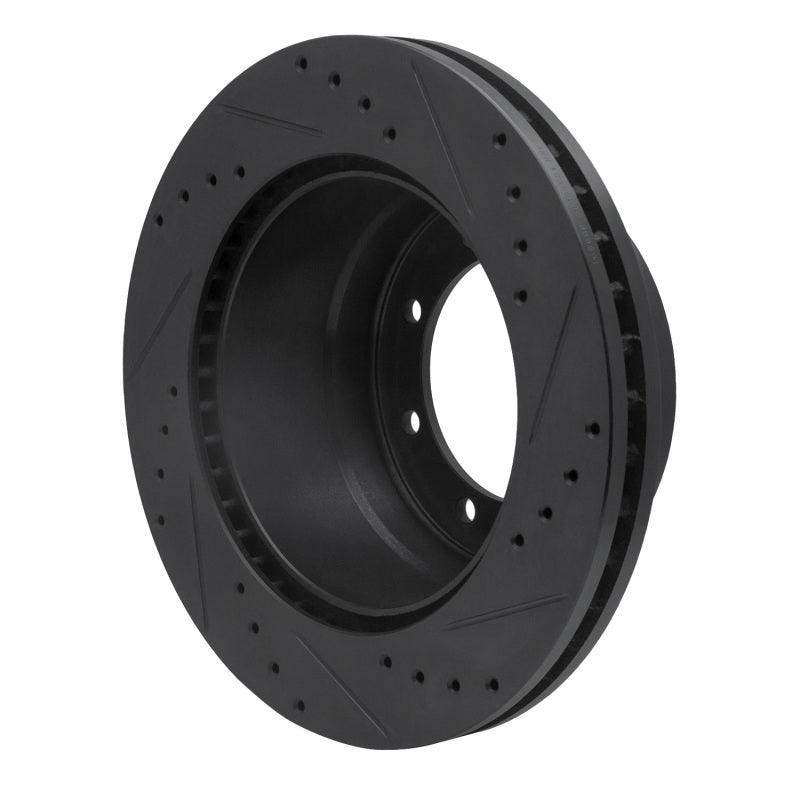 R1 05-12 Ford F-350 Super Duty 4WD Rear Left Drilled & Slotted Black Brake Rotor