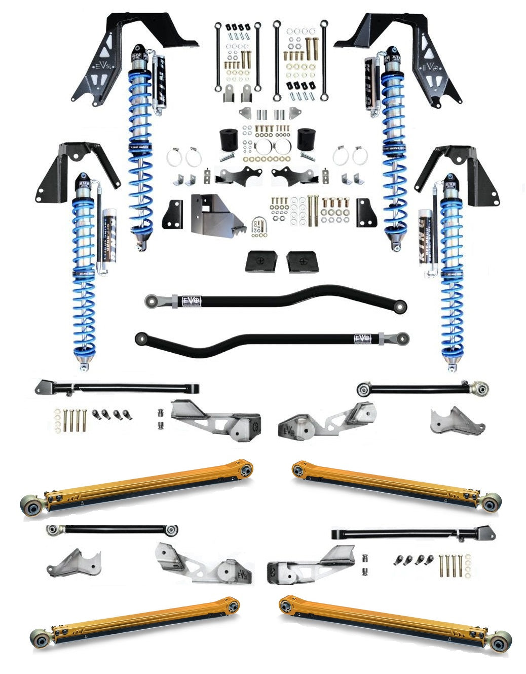 JLU (4-Door) GAS 3-5 INCH LIFT KING 2.5 INCH COILOVER PRO SUSPENSION SYSTEMS JEEP WRANGLER