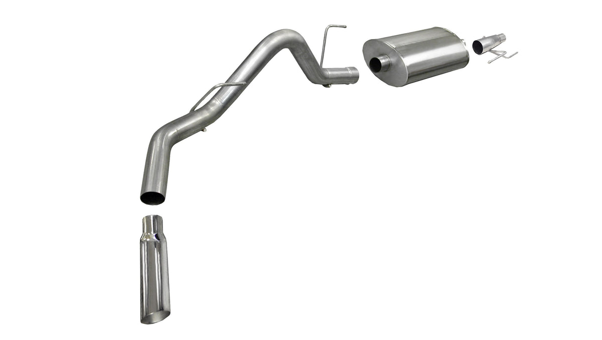 3.0 Inch Cat-Back Sport Single Side Exit Exhaust 4.0 Inch Slash Cut Polished Tip 11-14 Ford F150 EcoBoost 3.5L V6 w/144.5/156.5/163.1 Inch WB Stainless Steel dB by Corsa Performance