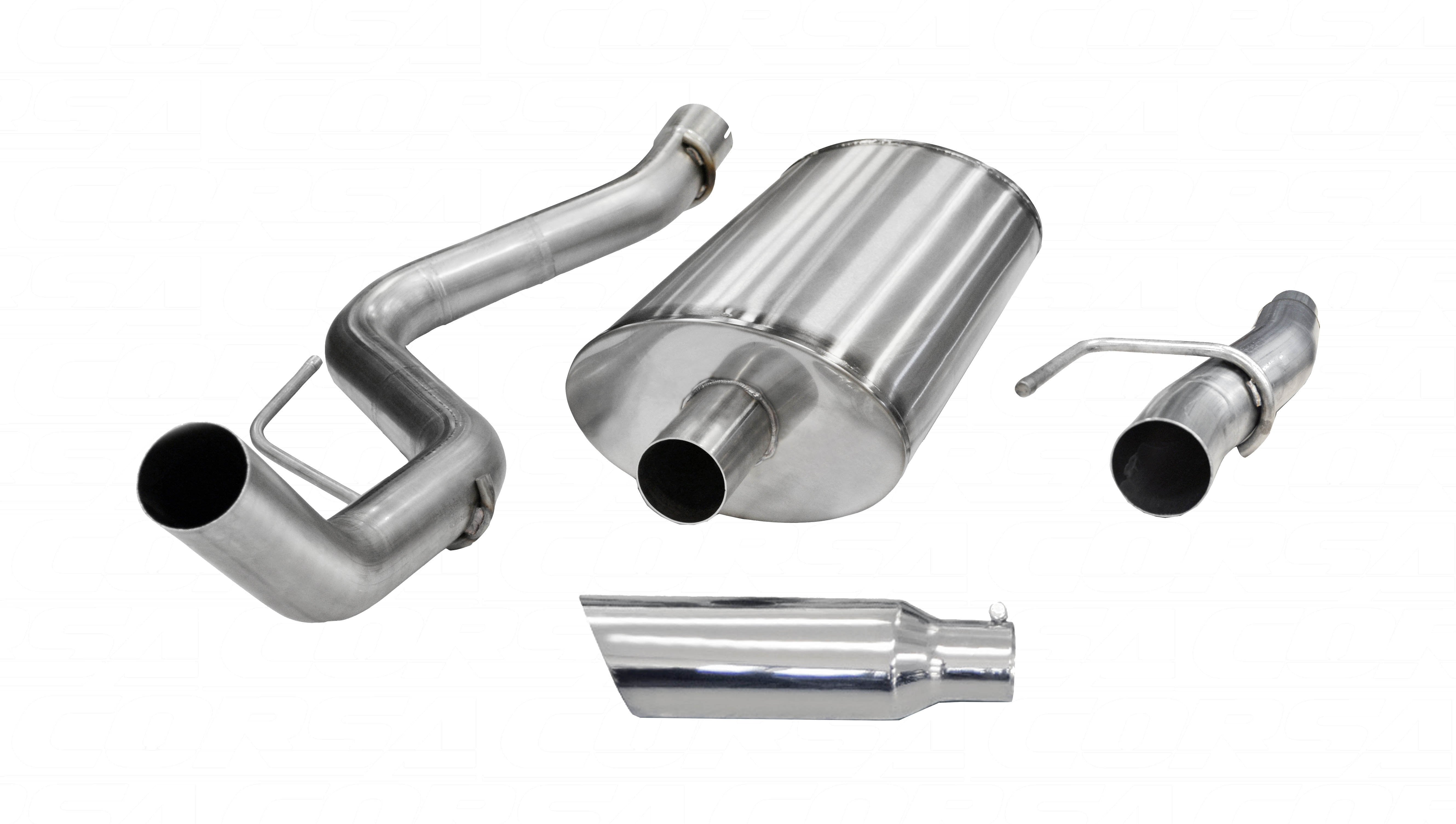 3.0 Inch Cat-Back Sport Single Side Exit Exhaust 4.0 Inch Slash Cut Polished Tip 11-14 Ford F150 6.2L V8 w/144.5/156.5 Inch WB Stainless Steel dB by Corsa Performance