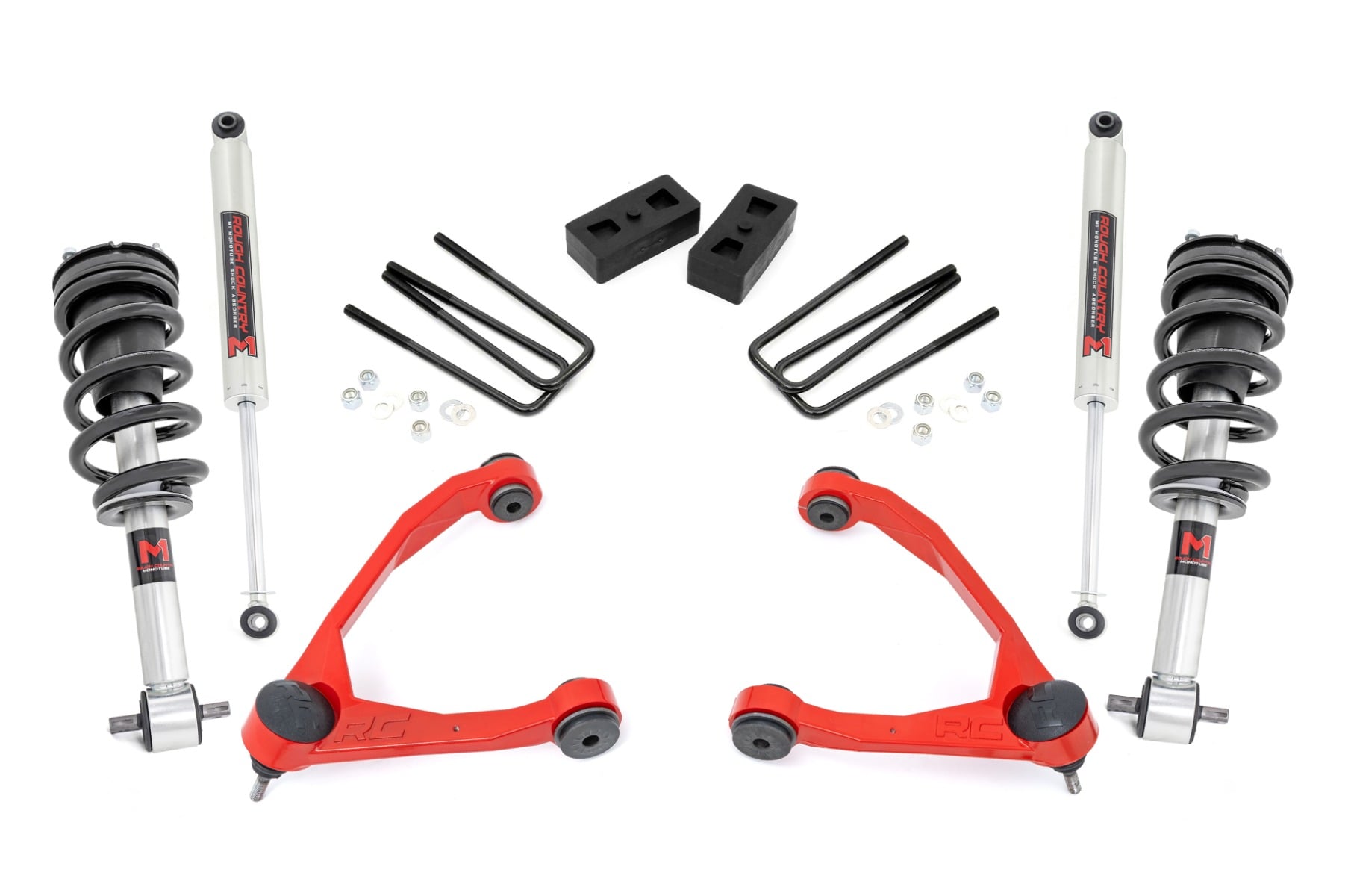 3.5 Inch Lift Kit Cast Steel M1 Strut Red Silverado/Sierra 1500 (07-13) Rough Country