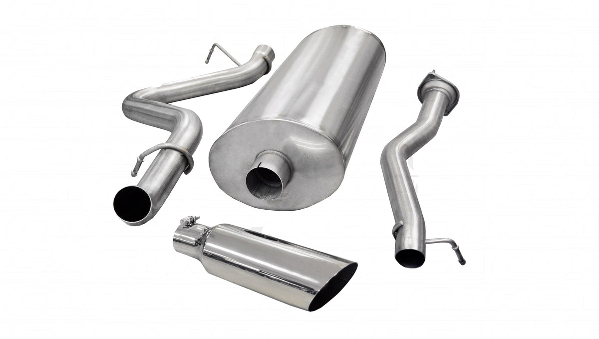 3.0 Inch Cat-Back Sport Single Side Exit Exhaust 4.0 Inch Slash Cut Polished Tip 07-10 Silverado/Sierra 2500 Crew Cab/Standard Bed 6.0L V8 153.0 Inch WB Stainless Steel dB by Corsa Performance