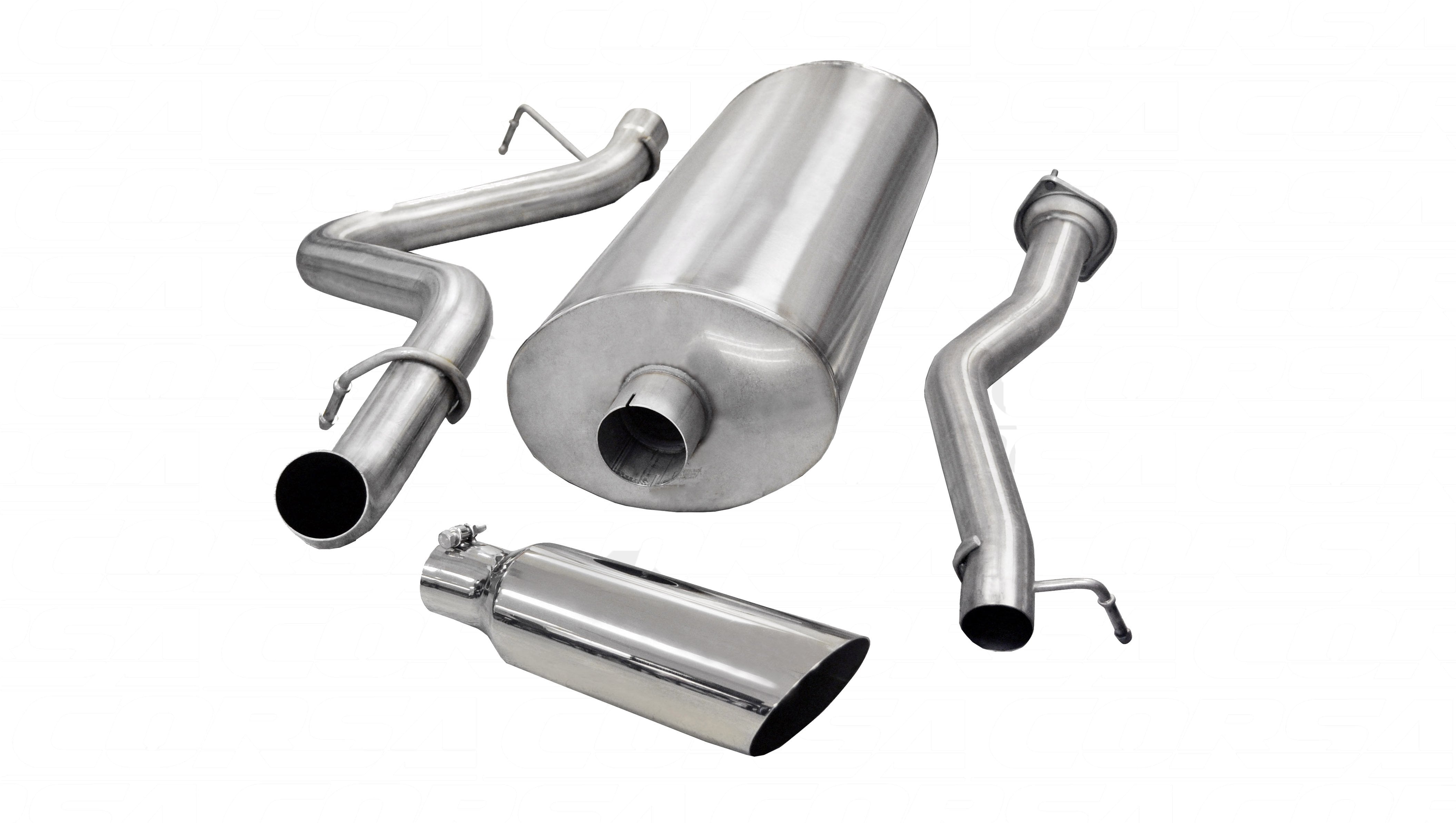 3.0 Inch Cat-Back Sport Single Side Exit Exhaust 4.0 Inch Slash Cut Polished Tip 07-10 Silverado/Sierra 2500 Crew Cab/Standard Bed 6.0L V8 153.0 Inch WB Stainless Steel dB by Corsa Performance