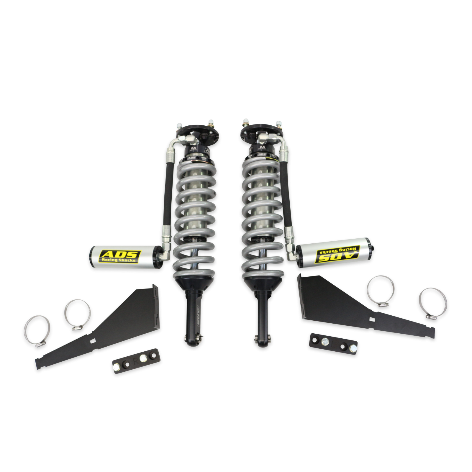 1996-2004 Toyota Tacoma Base Dlx SR5 Limited Pre Runner S-Runner Direct Fit 2.5 inch Reservoir Race Coilovers Front Provides 1-3 (in) Front Lift, With 650 (lb/in) Springs ADS Shocks
