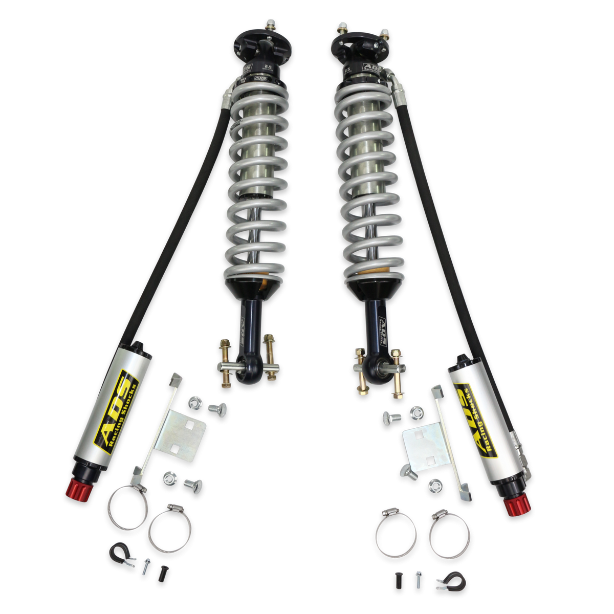 2021-2025 Ford Bronco Direct Fit 2.5 inch Adjustable Reservoir Race Coilovers Front 18 Inch Collapsed 24.644 Inch Extended Remote Reservoir 2 Door ADS Shocks