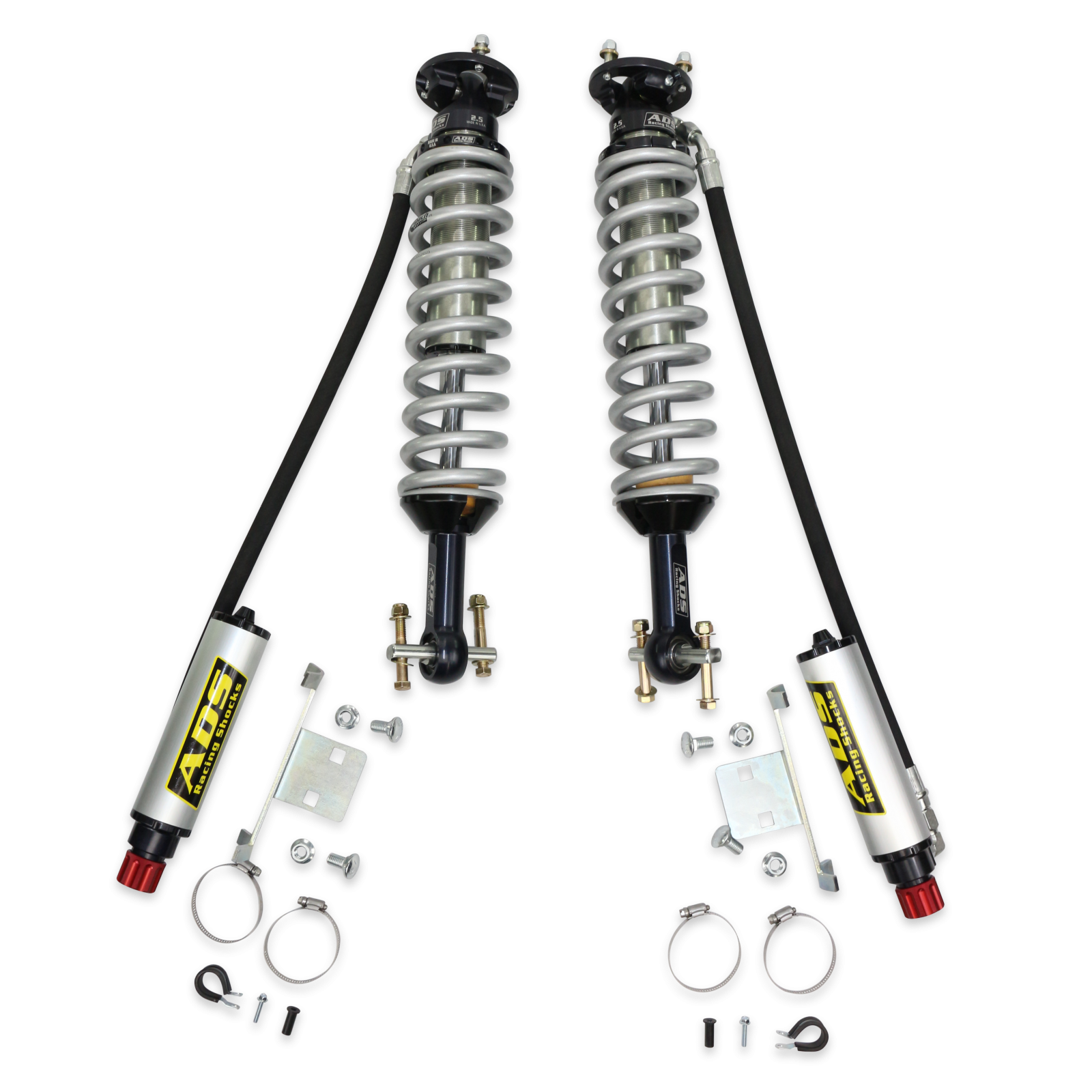 2021-2025 Ford Bronco Direct Fit 2.5 inch Adjustable Reservoir Race Coilovers Front 18 Inch Collapsed 24.644 Inch Extended Remote Reservoir 2 Door ADS Shocks