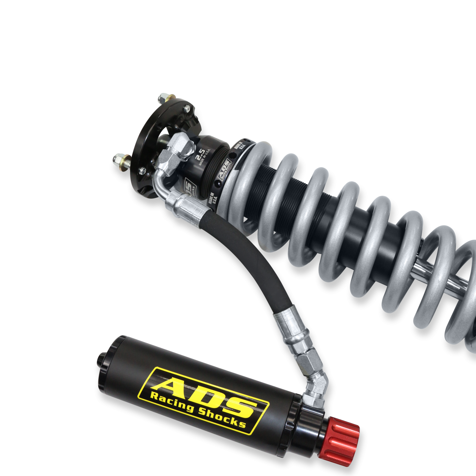 2005-2023 Toyota Tacoma Direct Fit 2.5 inch Adjustable Reservoir Race Coilovers Black Front 17.75 Inch Collapsed 22.394 Inch Extended Remote Reservoir With 650 (lb/in) Springs ADS Shocks