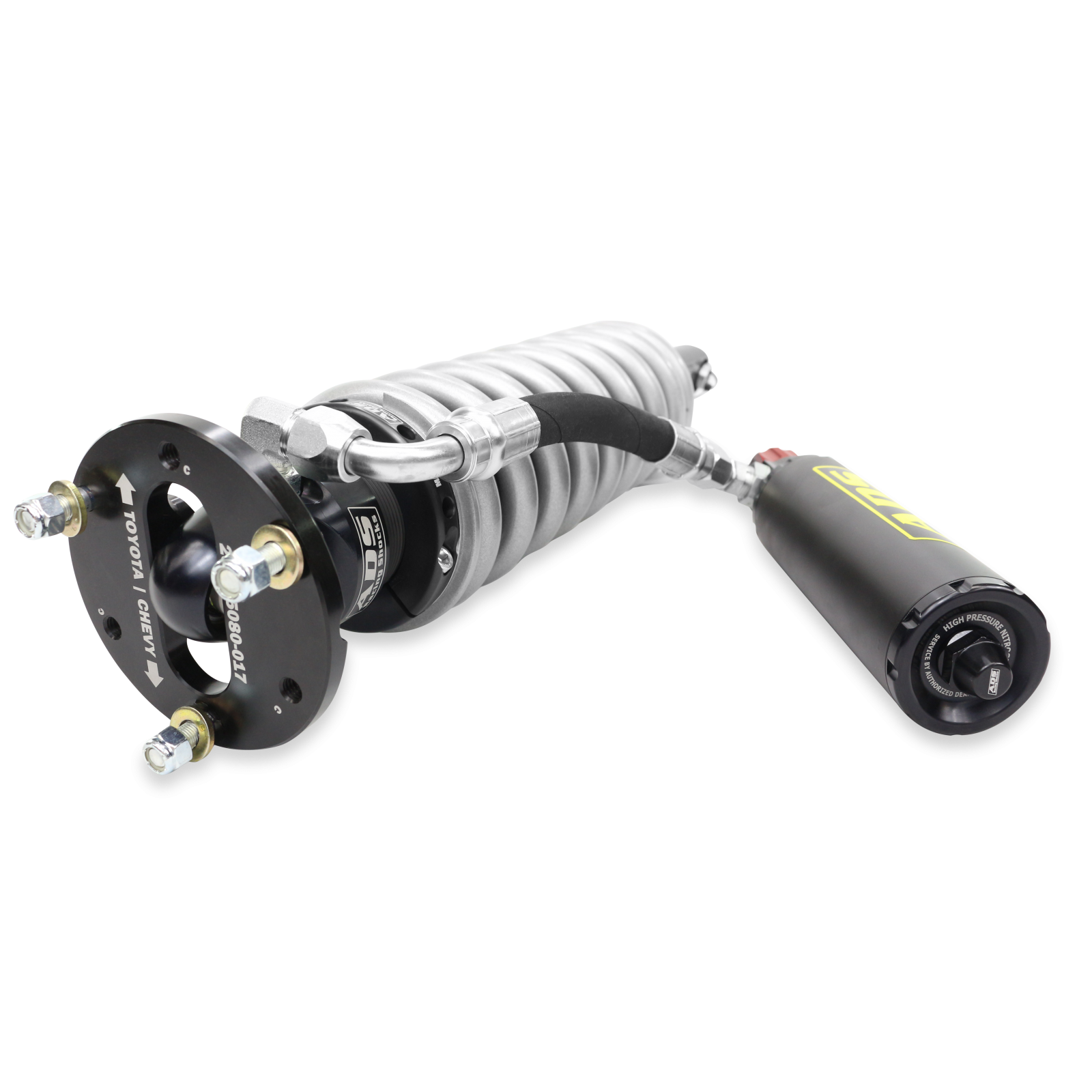 2005-2023 Toyota Tacoma Direct Fit 2.5 inch Adjustable Reservoir Race Coilovers Black Front 17.75 Inch Collapsed 22.394 Inch Extended Remote Reservoir With 650 (lb/in) Springs ADS Shocks