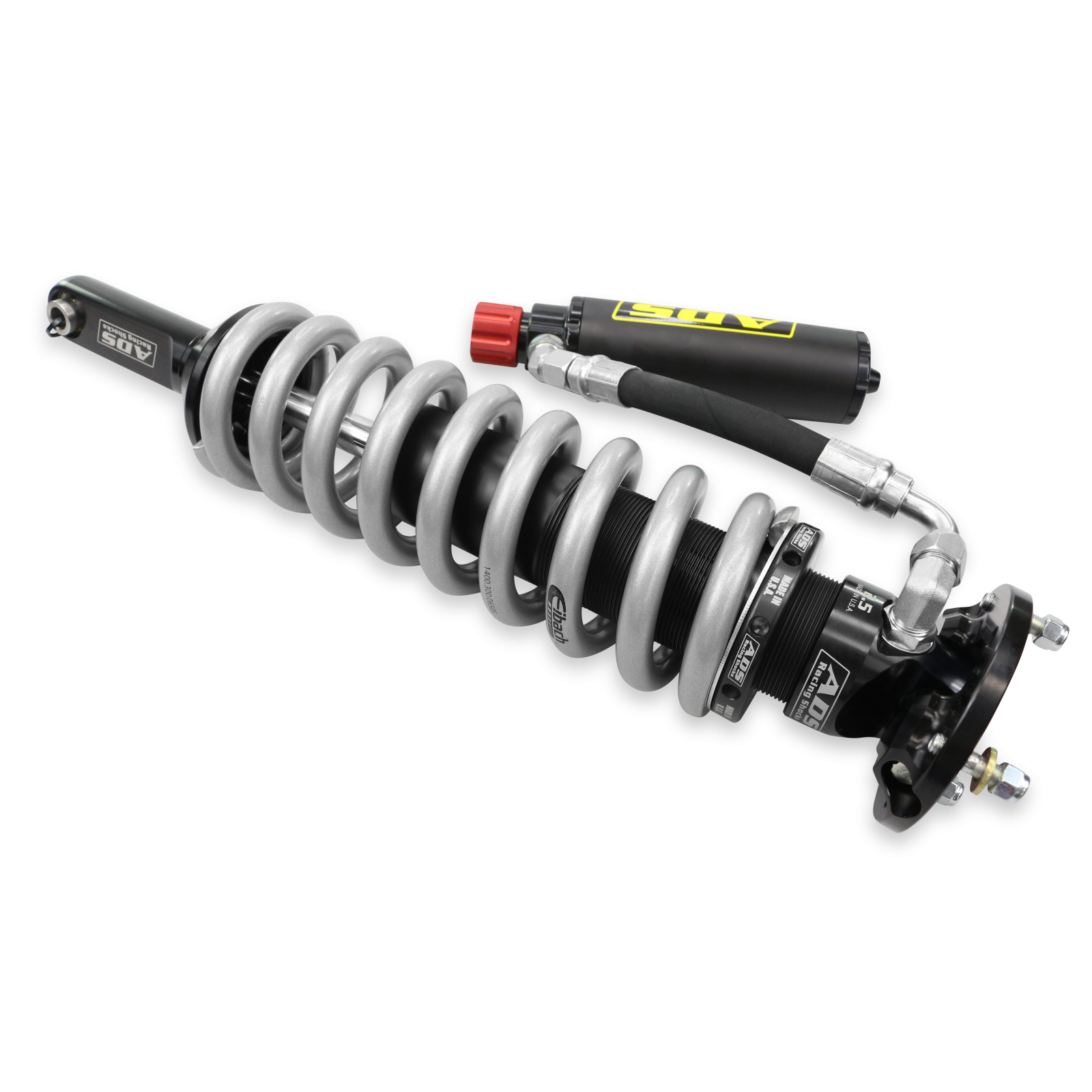 2005-2023 Toyota Tacoma Direct Fit 2.5 inch Adjustable Reservoir Race Coilovers Black Front 17.75 Inch Collapsed 22.394 Inch Extended Remote Reservoir With 650 (lb/in) Springs ADS Shocks