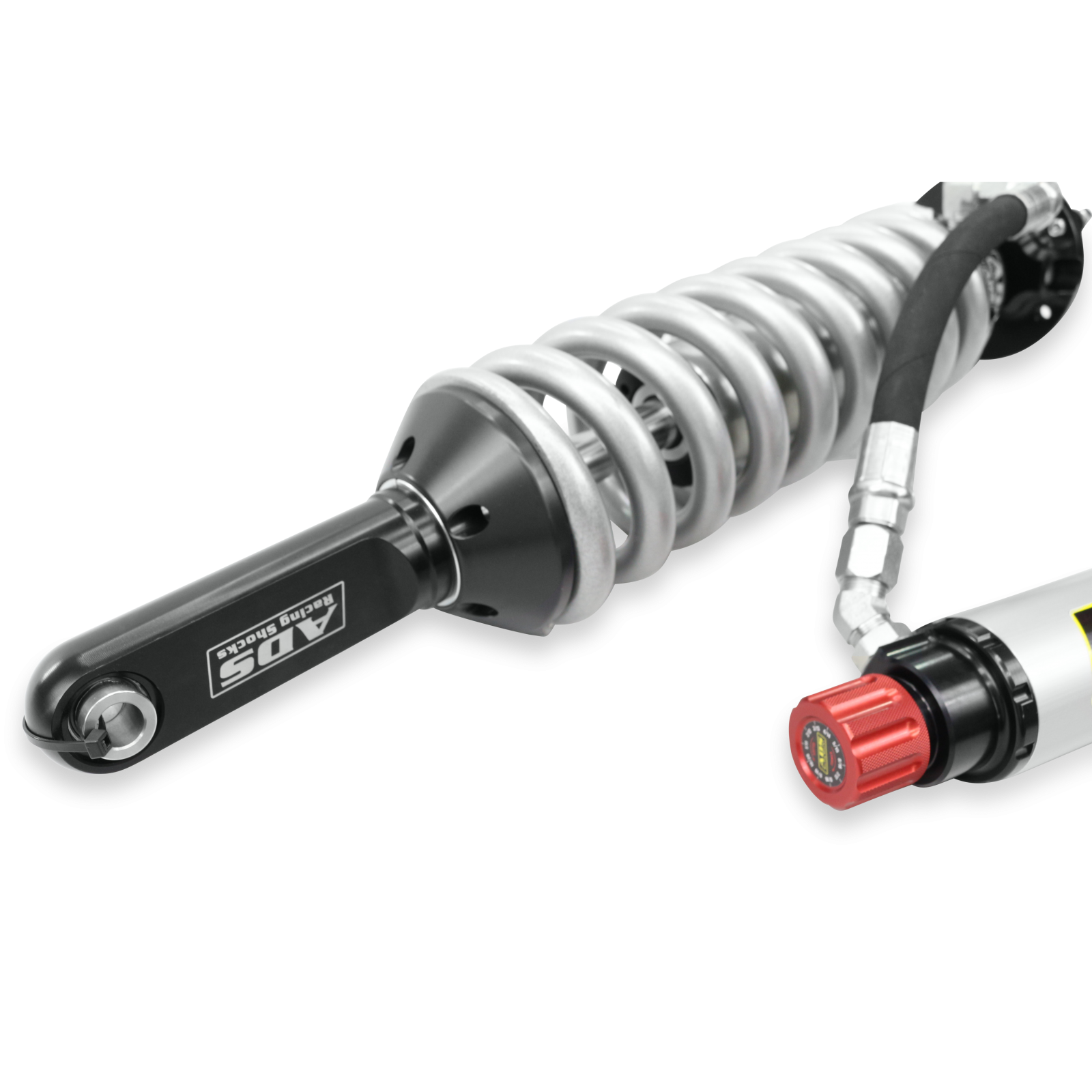 2005-2023 Toyota Tacoma Direct Fit 2.5 inch Adjustable Reservoir Race Coilovers Front 17.75 Inch Collapsed 22.394 Inch Extended Remote Reservoir With 650 (lb/in) Springs ADS Shocks