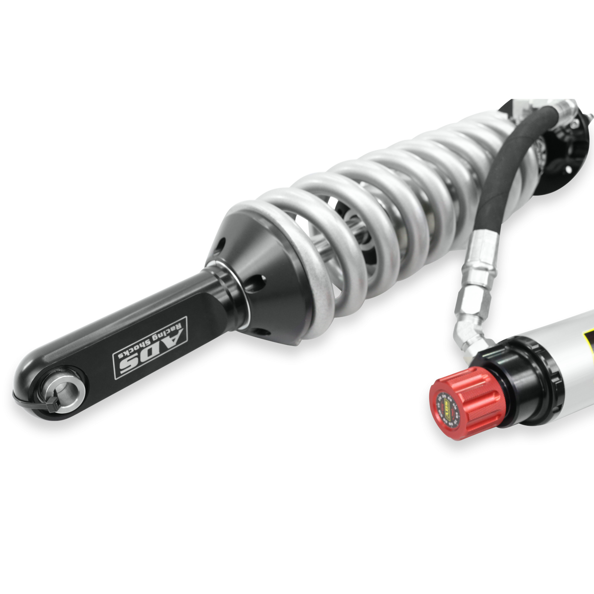 2005-2023 Toyota Tacoma Direct Fit 2.5 inch Adjustable Reservoir Race Coilovers Front 17.75 Inch Collapsed 22.394 Inch Extended Remote Reservoir With 650 (lb/in) Springs ADS Shocks