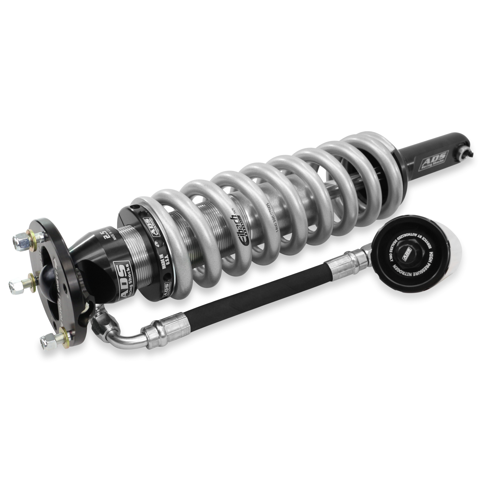 2005-2023 Toyota Tacoma Direct Fit 2.5 inch Adjustable Reservoir Race Coilovers Front 17.75 Inch Collapsed 22.394 Inch Extended Remote Reservoir With 650 (lb/in) Springs ADS Shocks