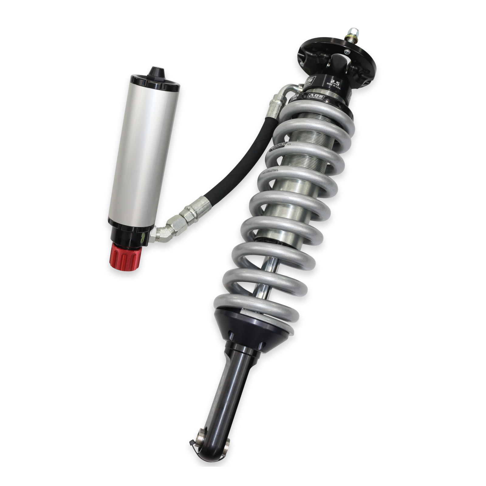 2005-2023 Toyota Tacoma Direct Fit 2.5 inch Adjustable Reservoir Race Coilovers Front 17.75 Inch Collapsed 22.394 Inch Extended Remote Reservoir With 700 (lb/in) Springs ADS Shocks