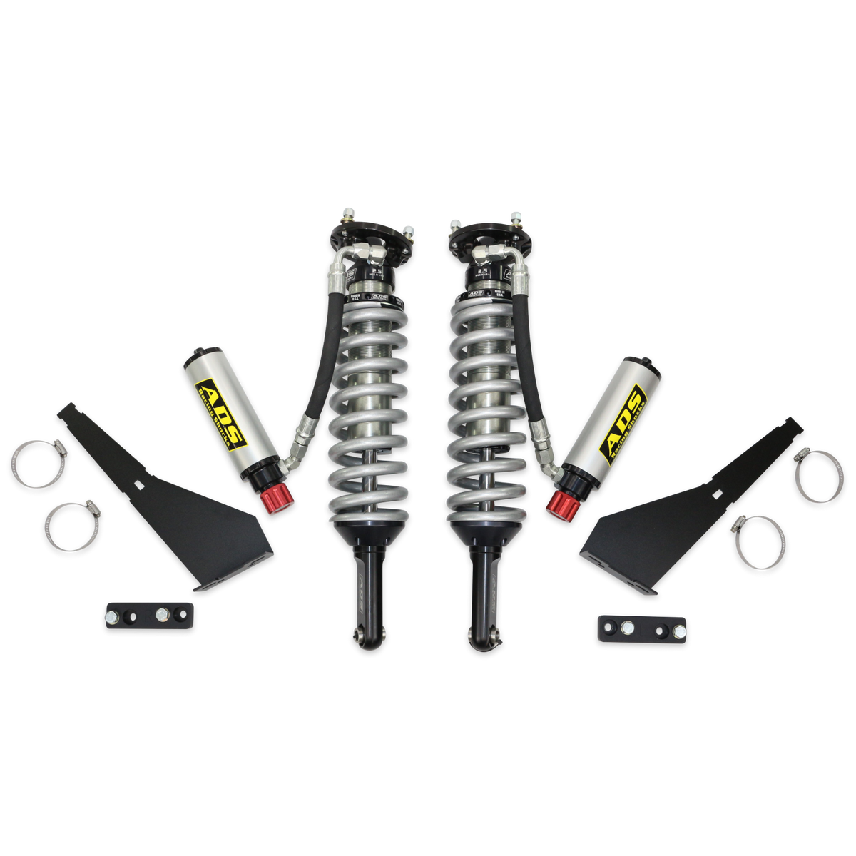 2005-2023 Toyota Tacoma Direct Fit 2.5 inch Adjustable Reservoir Race Coilovers Front 17.75 Inch Collapsed 22.394 Inch Extended Remote Reservoir With 700 (lb/in) Springs ADS Shocks