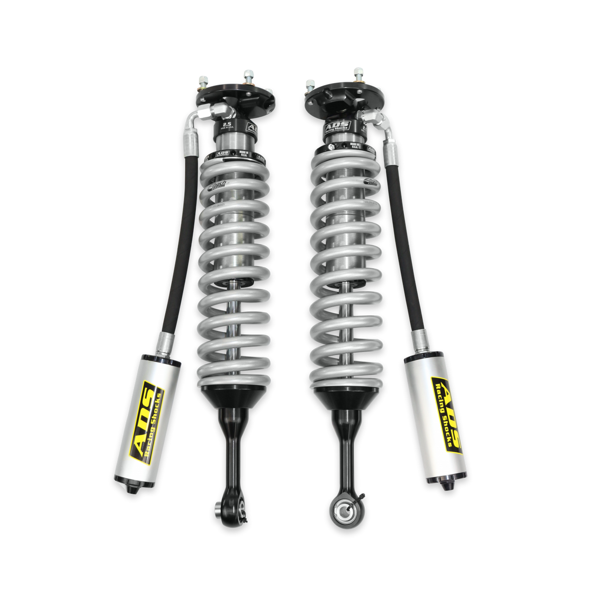 2007-2021 Toyota Tundra Direct Fit 2.5 inch Reservoir Race Coilovers Front 18.8 Inch Collapsed 25.819 Inch Extended Remote Reservoir With 650 (lb/in) Springs ADS Shocks