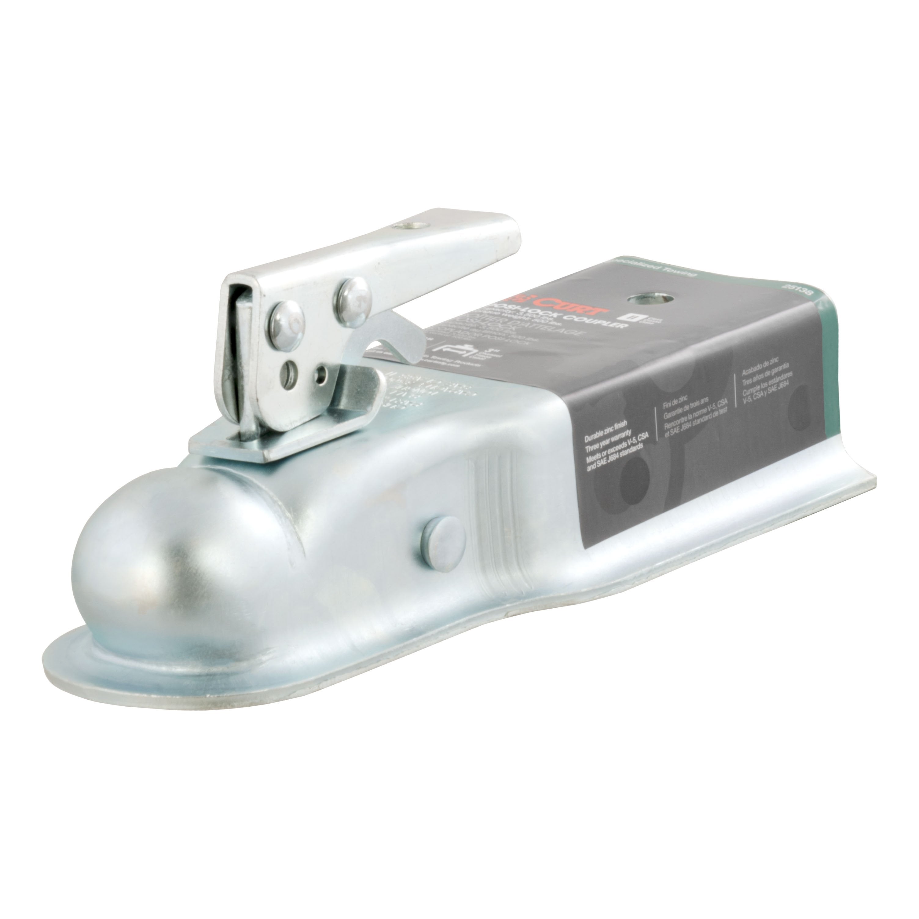CURT Straight Tongue Trailer Coupler for 3-Inch Channel, 2-In Hitch Ball, 3,500 lbs Model 25138