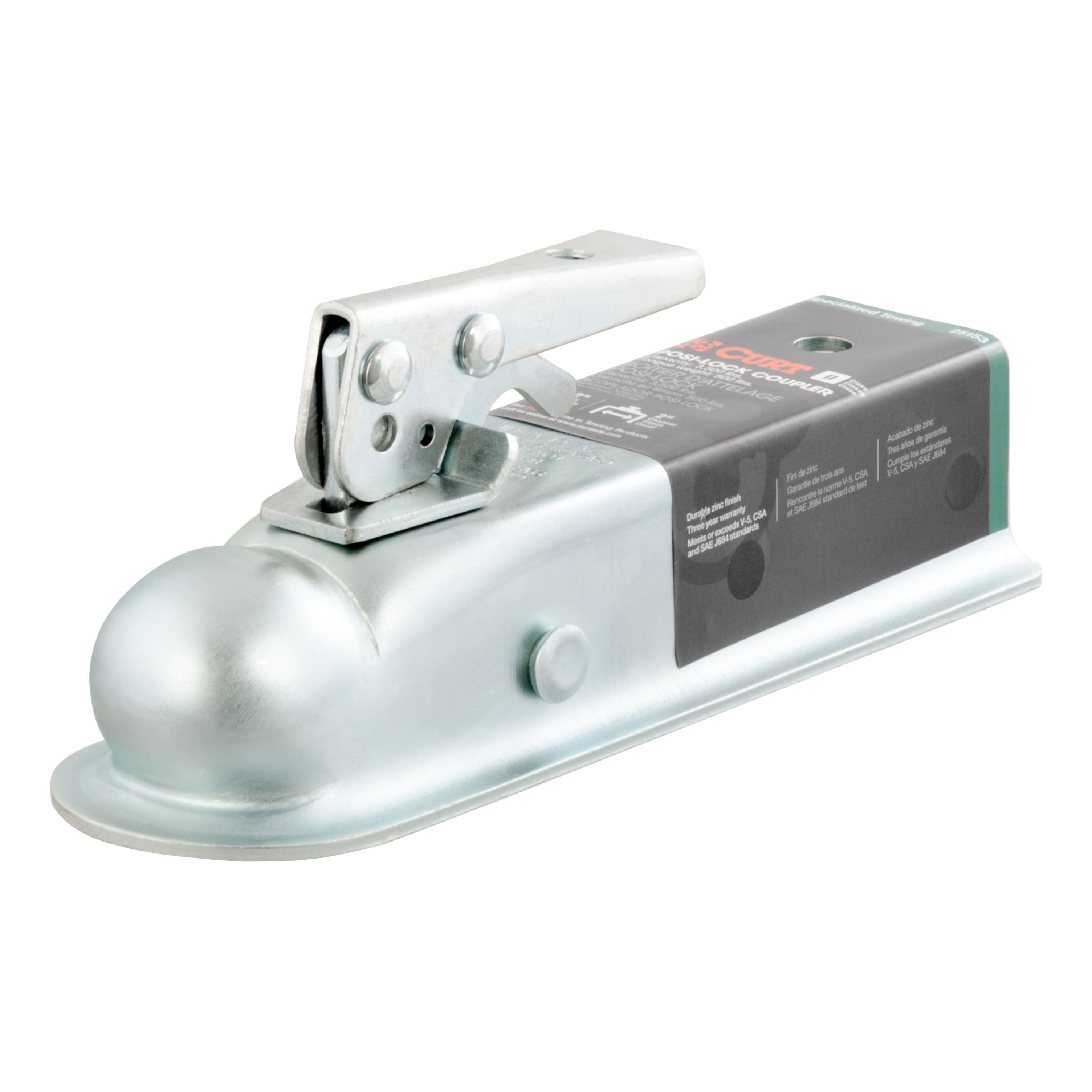 CURT Straight Tongue Trailer Coupler for 2-Inch Channel, 2-In Hitch Ball, 3,500 lbs Model 25153