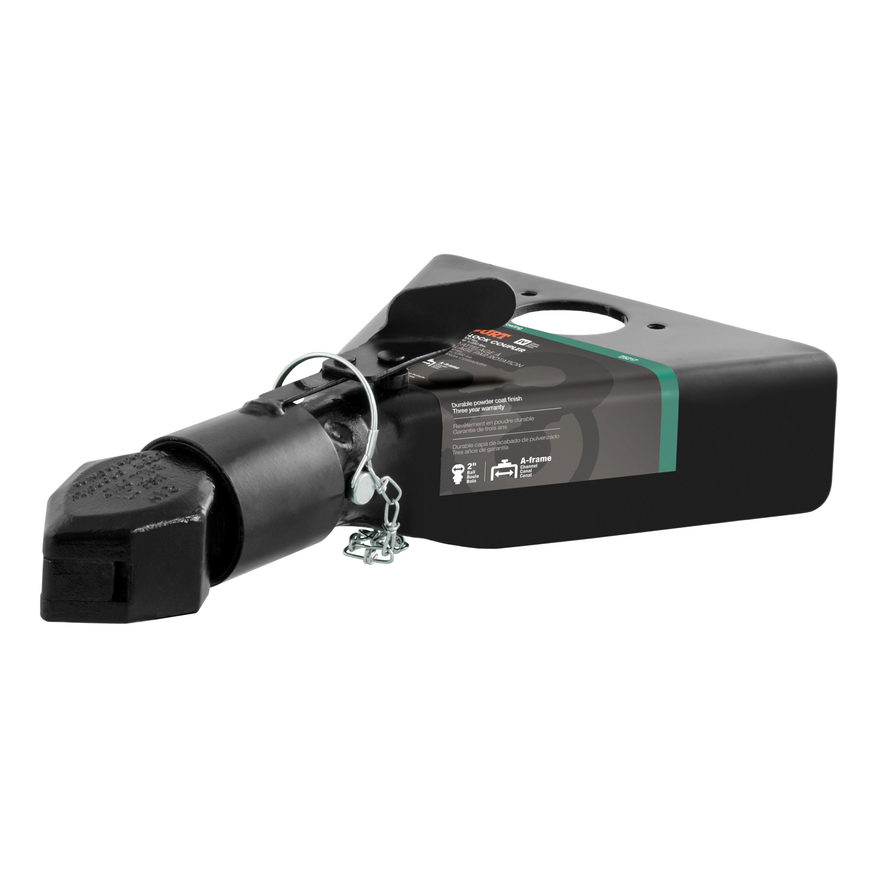 CURT Black A-Frame Trailer Coupler, 2-Inch Hitch Ball, 7,000 lbs Model 25217
