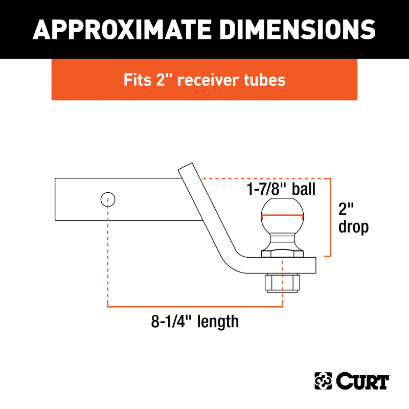 CURT Loaded Ball Mount with 1-7/8" Ball, Imported (2" Shank, 3,500 lbs., 2" Drop) Model 45834