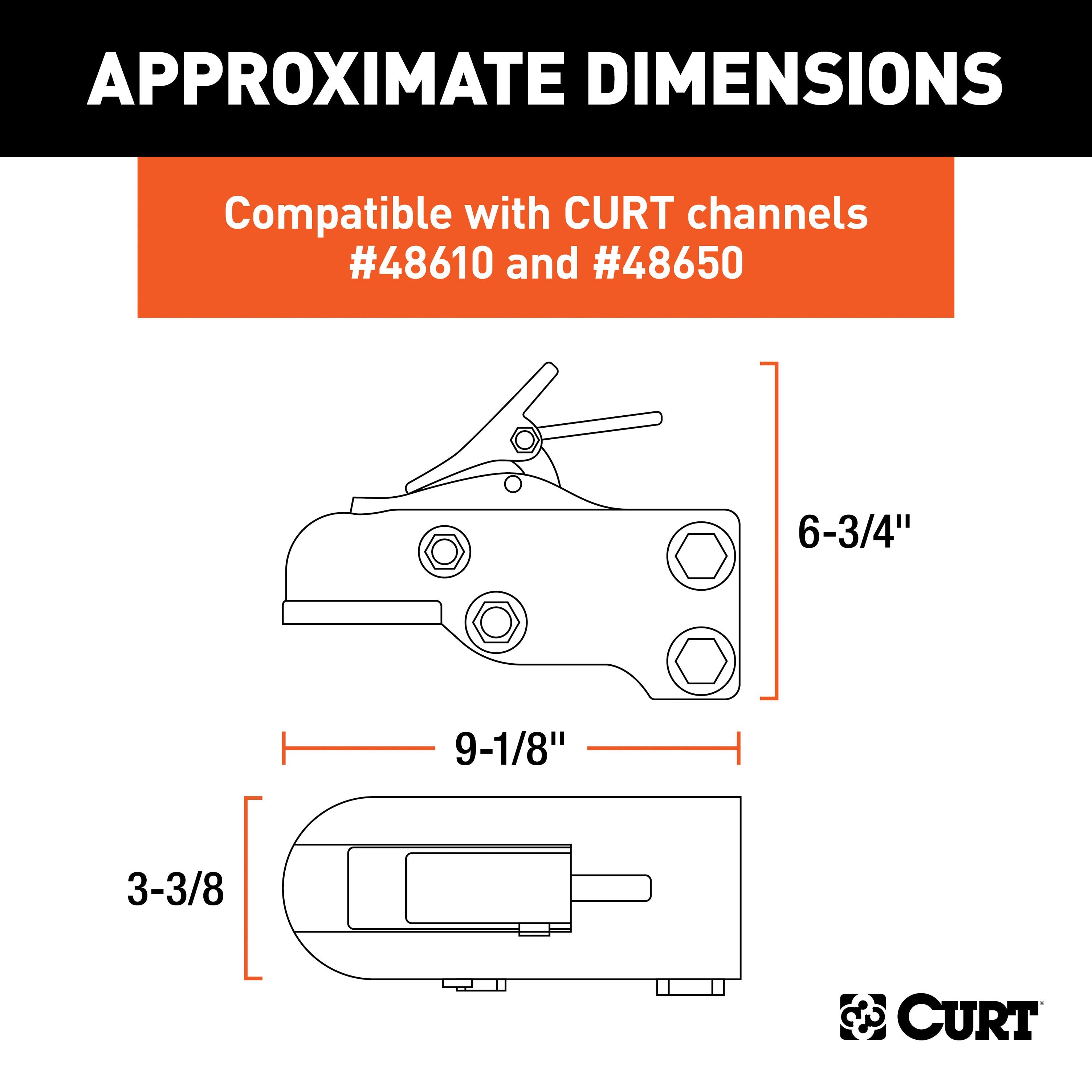 CURT Channel-Mount Adjustable Trailer Coupler, 2-5/16-Inch Hitch Ball, 15,000 lbs Model 25328