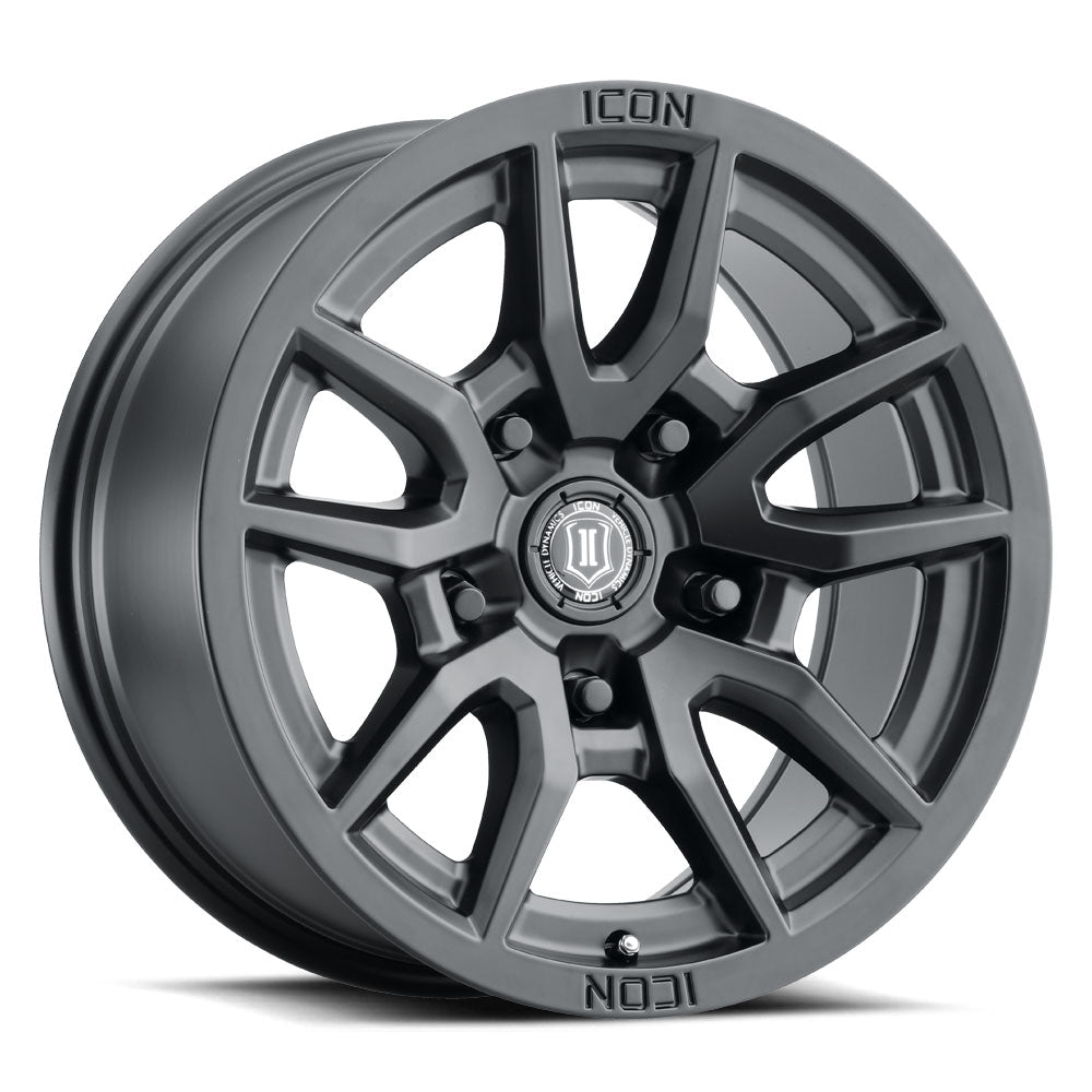 Vector 5 -17 X 8.5 / 5 X 5 Inch / -6MM / 4.5 Inch Back Space Satin Black, ICON Alloys