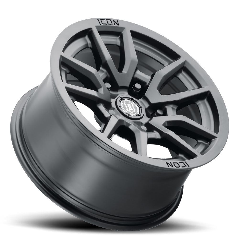 Vector 5 -17 X 8.5 / 5 X 5 Inch / -6MM / 4.5 Inch Back Space Satin Black, ICON Alloys