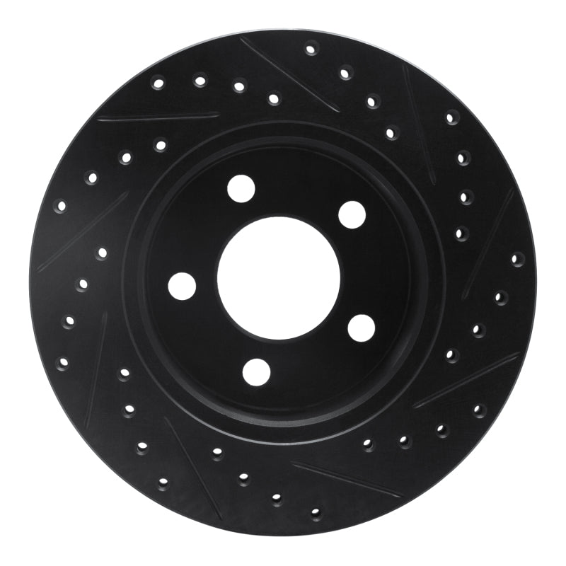 R1 90-99 Jeep Cherokee Front Left Drilled & Slotted Black Brake Rotor