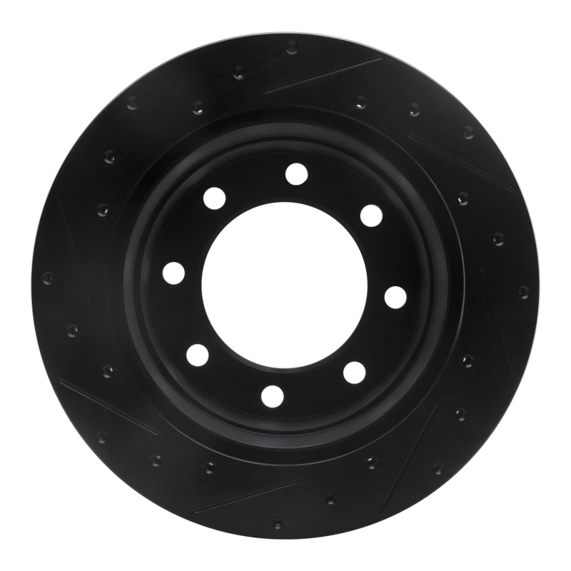 R1 01-10 Chevrolet Express 3500 Rear Right Drilled & Slotted Black Brake Rotor