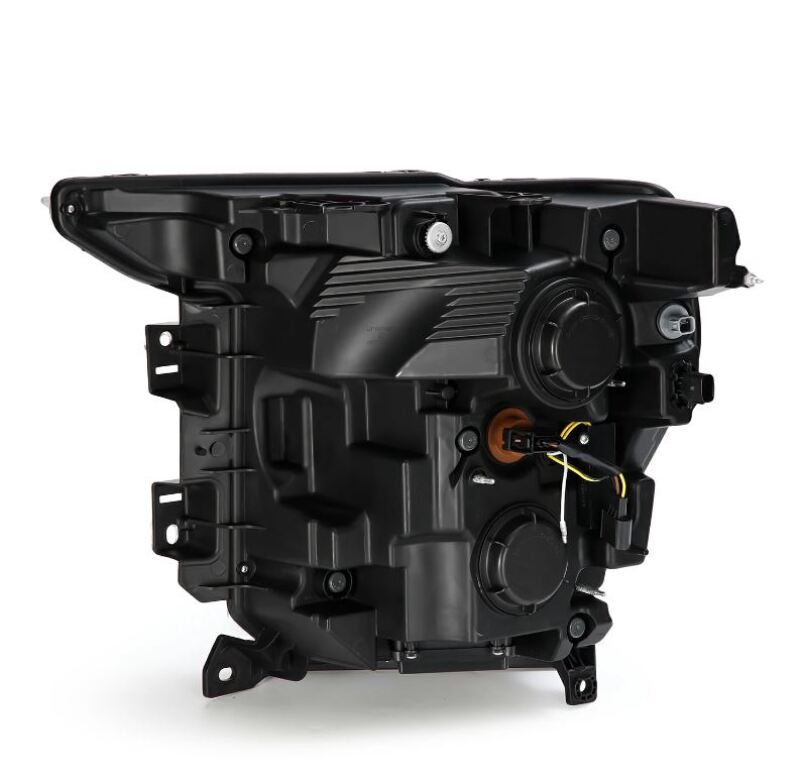 AlphaRex Luxx-Series projector headlights for 2021-2022 Ford F150, featuring a black finish and sequential signal lights.