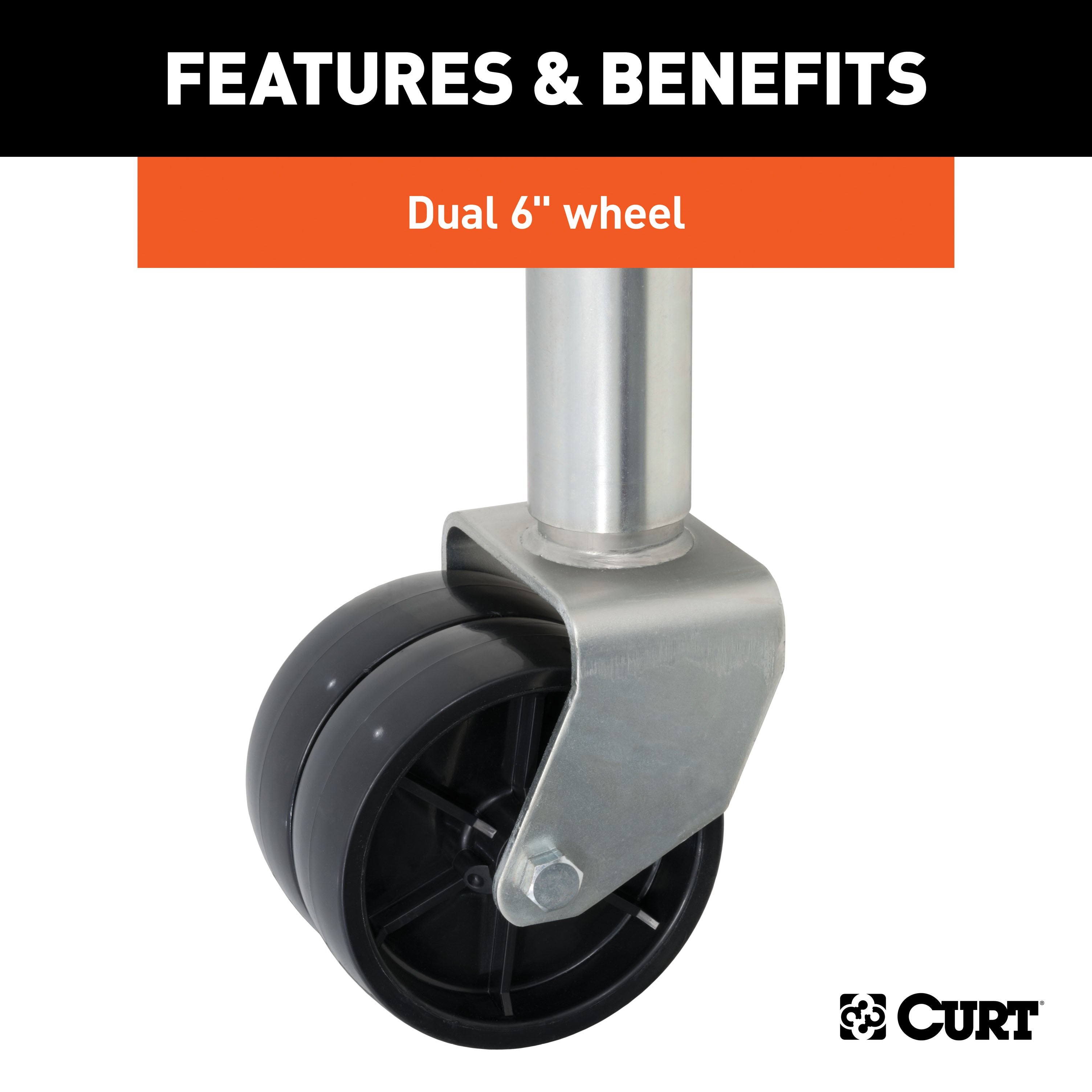 CURT Marine Boat Trailer Jack with 6-Inch Wheels, 1,500 lbs. 10-3/8 Inches Vertical Travel Model 28156