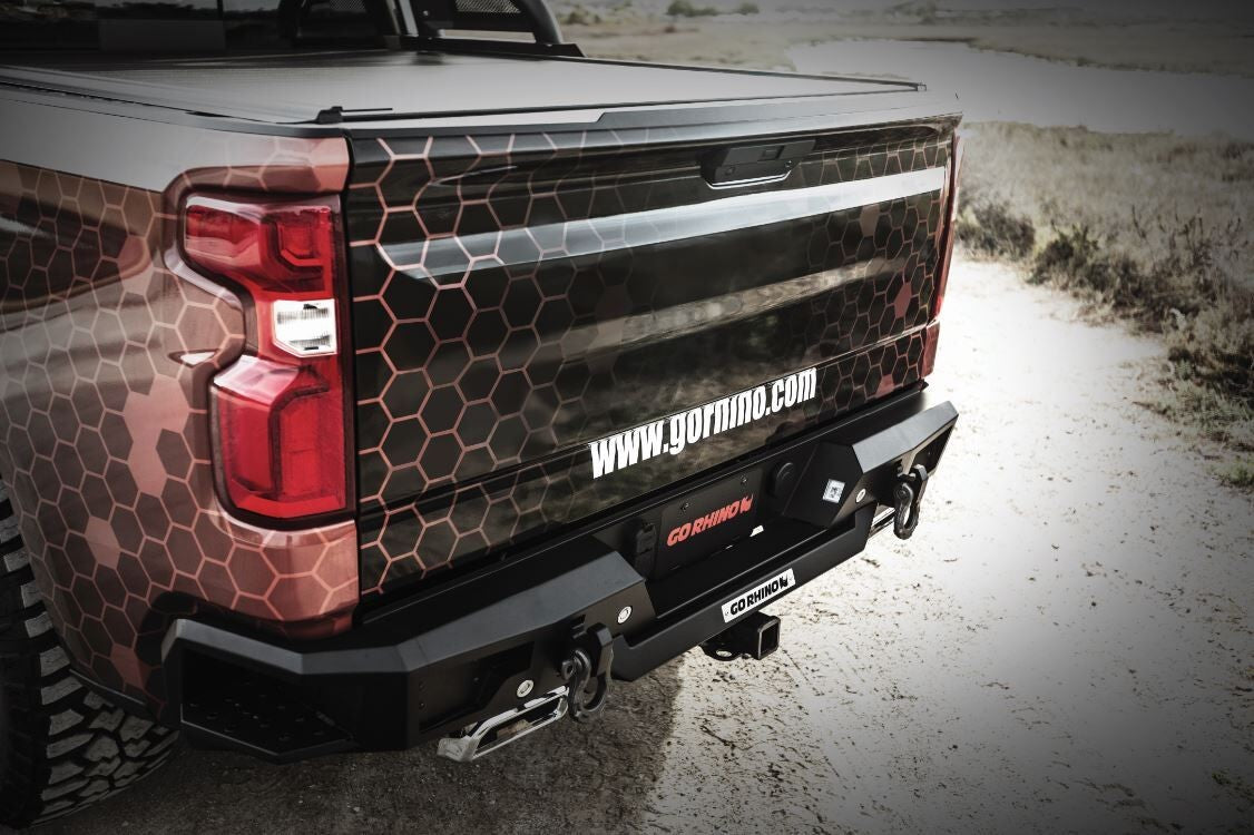 BR20 Rear Bumper Replacement Textured Black 2019-2021 Silverado/Sierra 1500 Go Rhino