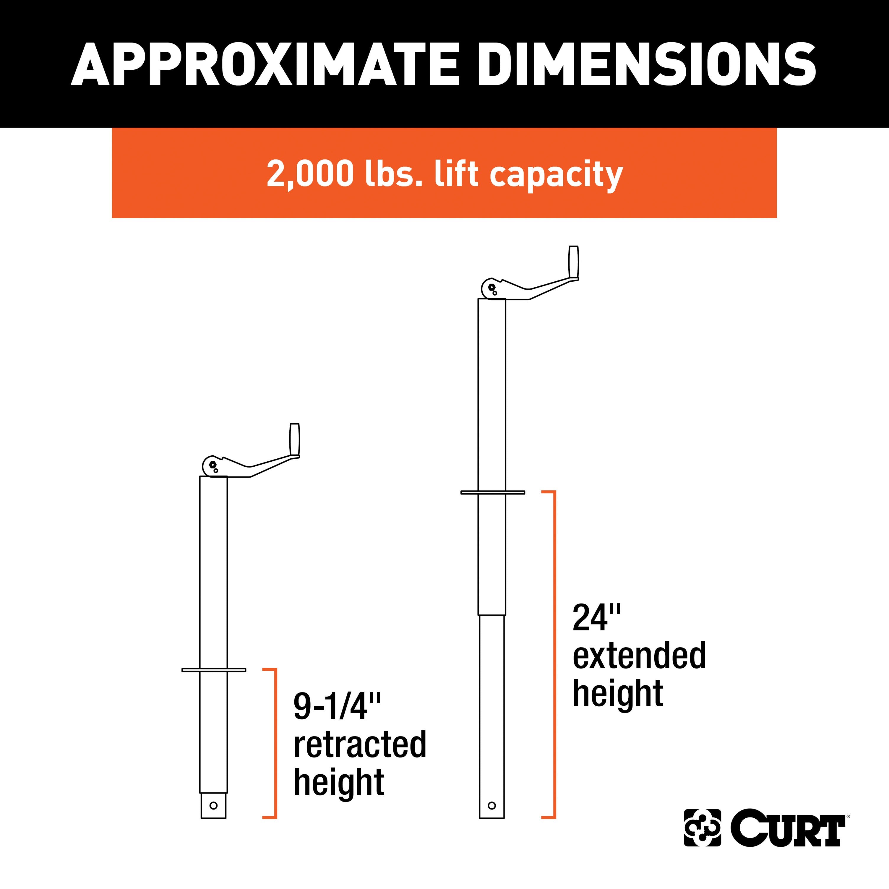 CURT A-Frame Trailer Jack, 3,000 lbs. Support Capacity, 14-3/4 Inches Vertical Travel Model 28202