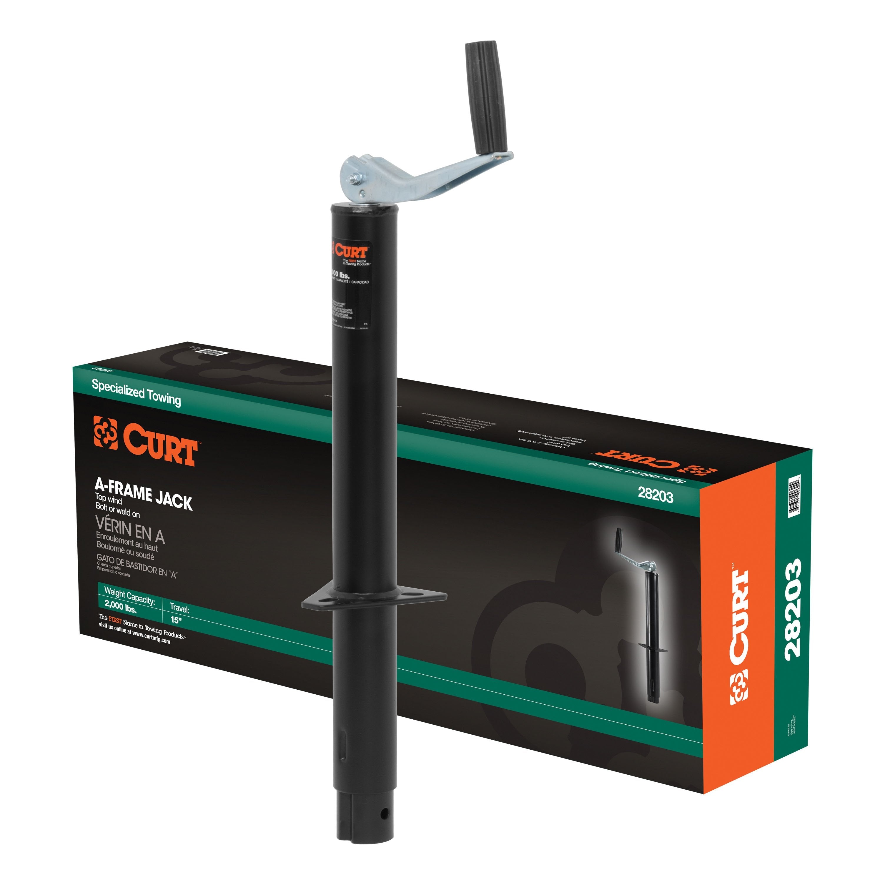 CURT A-Frame Trailer Jack, 2,000 lbs, 14-3/4 Inches Vertical Travel Model 28203