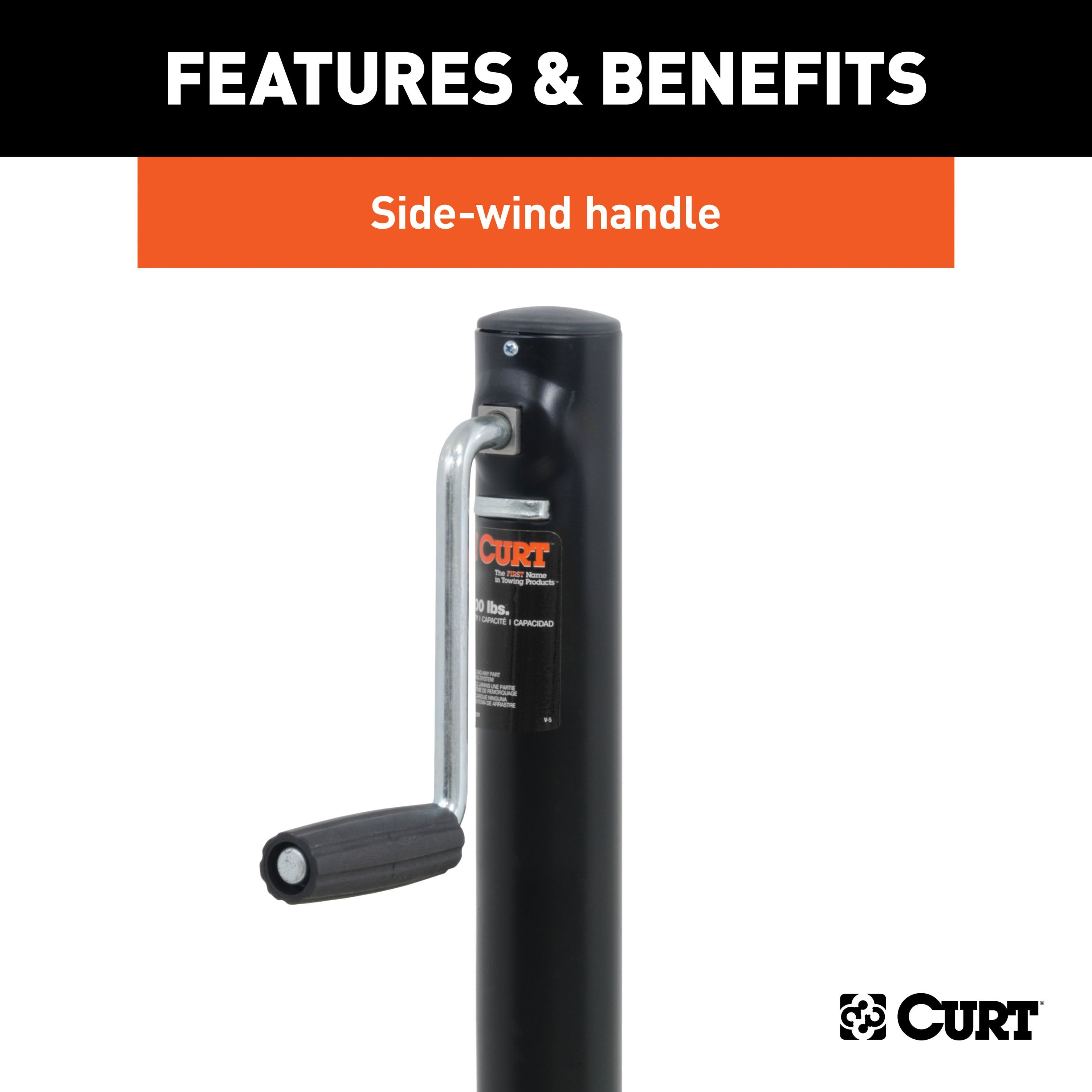 CURT A-Frame Trailer Jack, 3,000 lbs. Support Capacity, 15 Inches Vertical Travel Model 28204