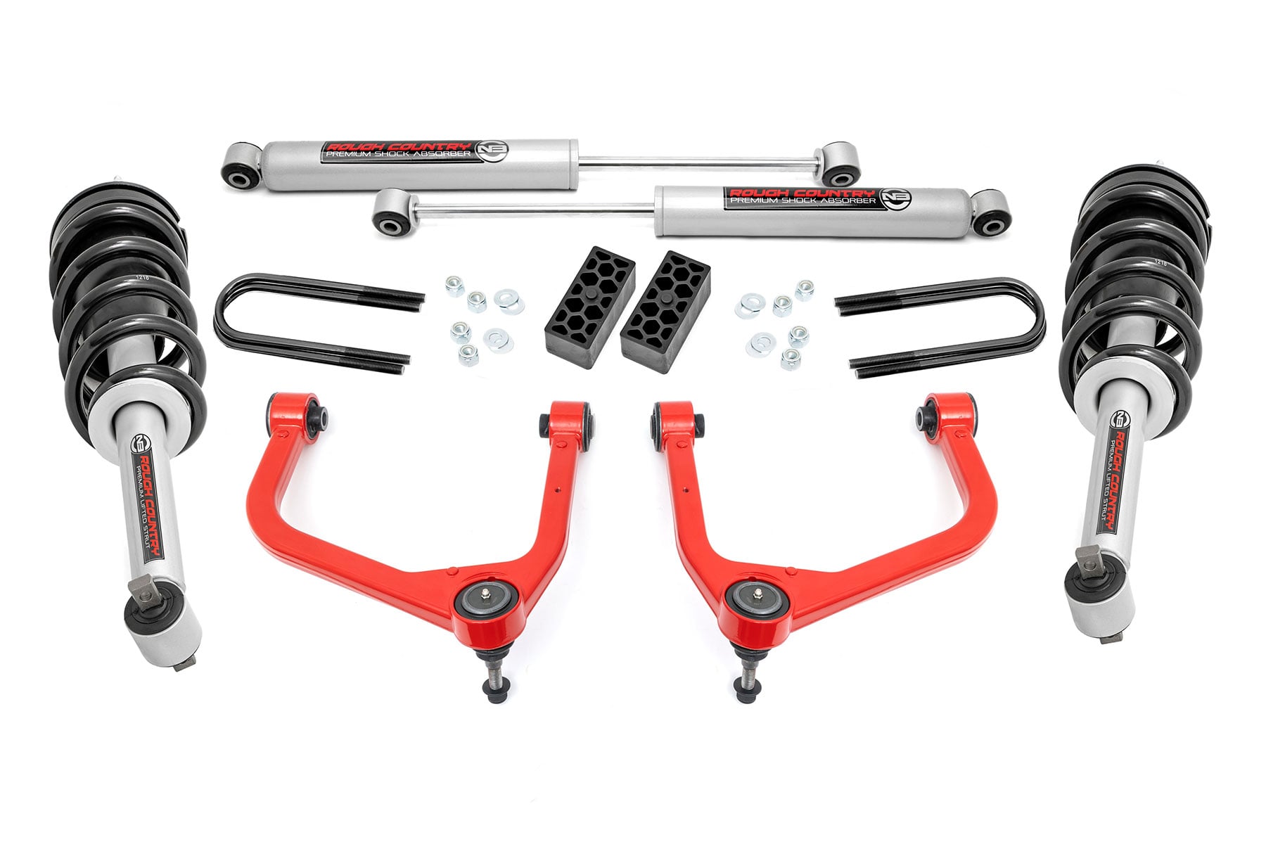 3.5 Inch Lift Kit N3 Struts Rear Mono Leaf Red Chevy Silverado 1500 (22-24) Rough Country