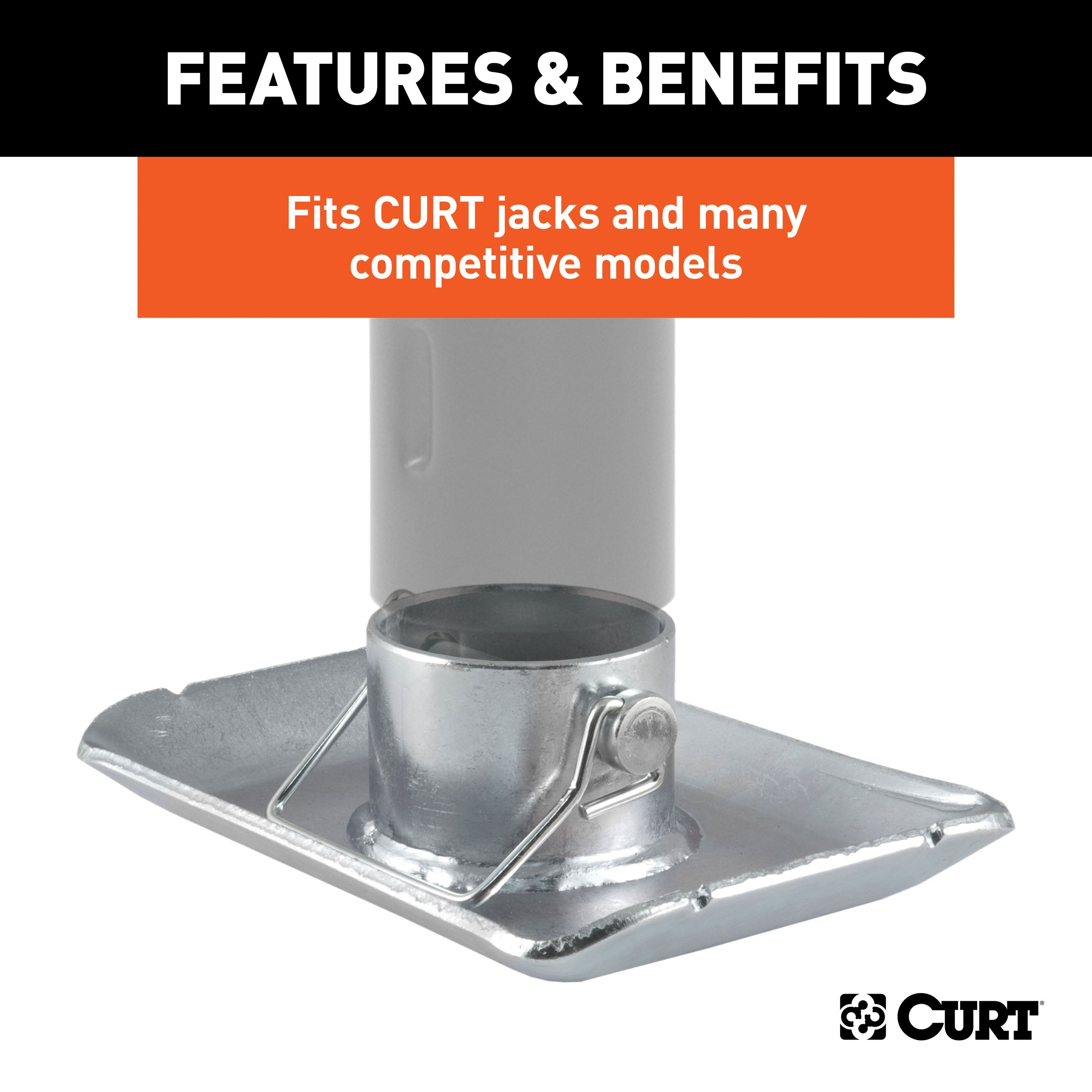 CURT Trailer Jack Foot, Fits 2-Inch Diameter Tube, Supports 2,000 lbs Model 28272