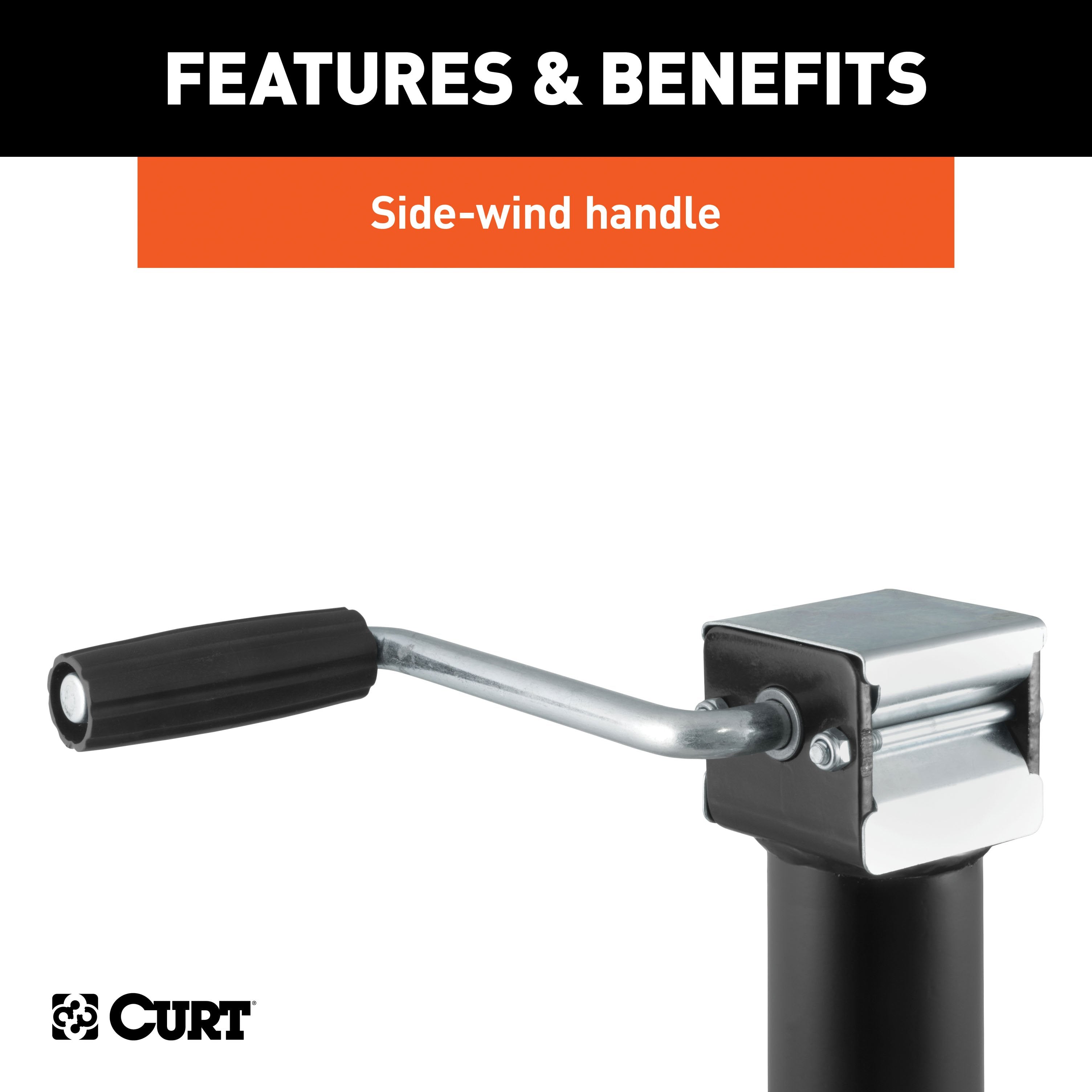 CURT Weld-On Bracket-Style Swivel Trailer Jack, 3,000 lbs. Support Capacity, 10 Inches Vertical Travel Model 28302