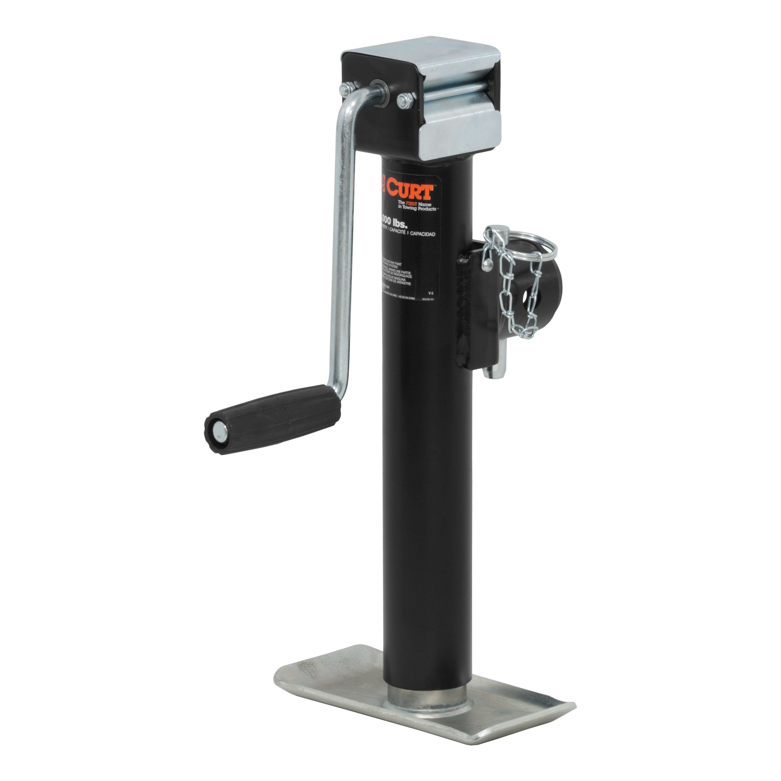 CURT Weld-On Pipe-Mount Swivel Trailer Jack, 5,000 lbs. Support Capacity, 10 Inches Vertical Travel Model 28354