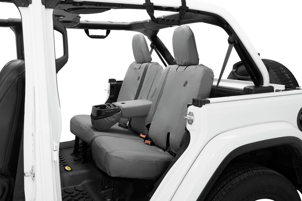 Jeep Wrangler Seat Covers For Jeep 2018-2023 Wrangler JL 4 Door Rear with Fold Down Arm Rest Premium Vinyl Fabric Charcoal Bestop