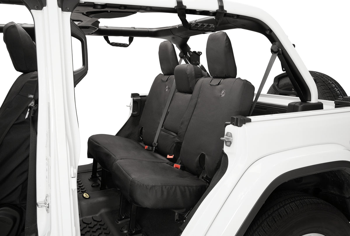 Jeep Wrangler Seat Covers For Jeep 2018-2023 Wrangler JL 4 Door Rear With Fold Down Arm Rest Premium Vinyl Fabric Black Diamond Bestop