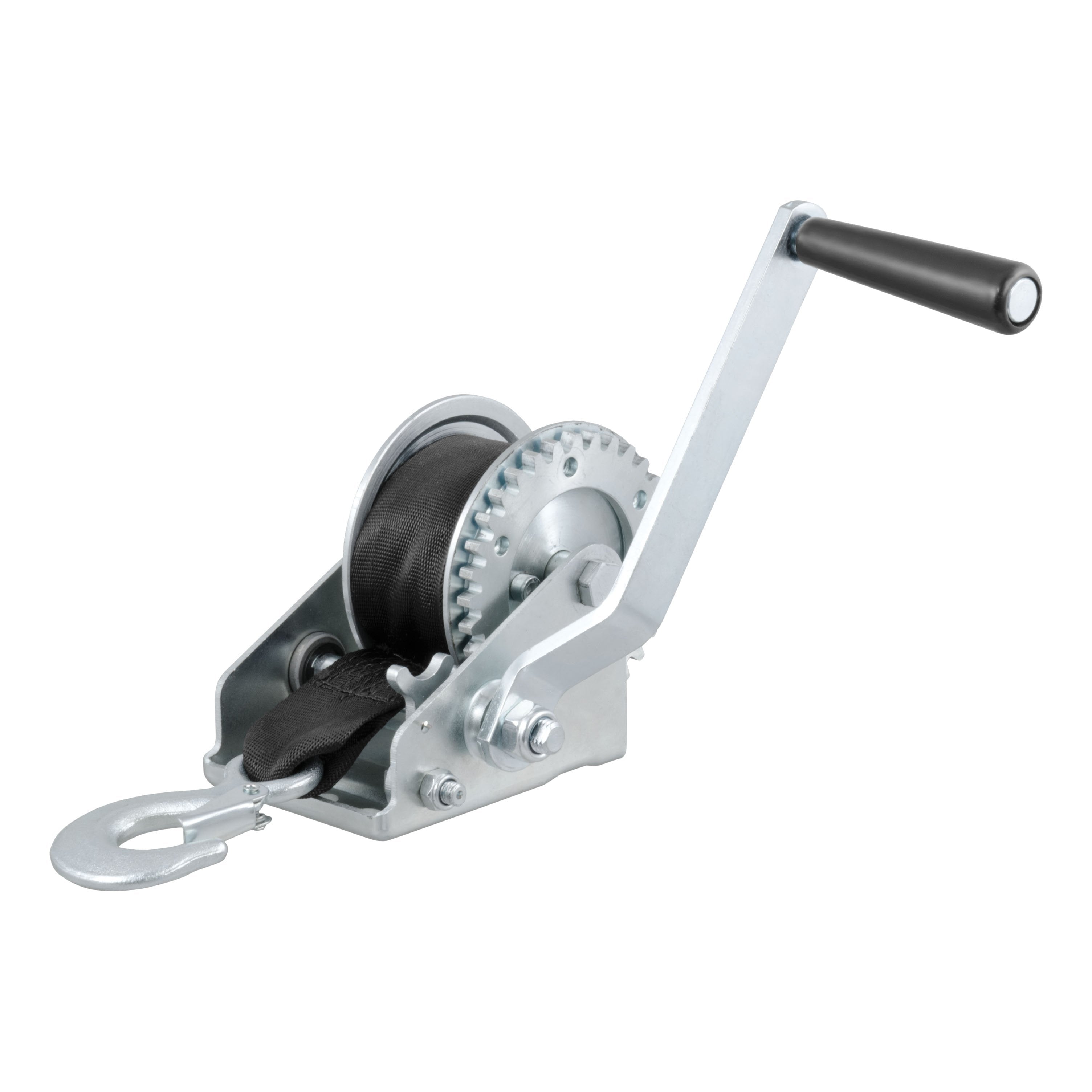 CURT Manual Hand Crank Boat Trailer Winch, 900 lbs Capacity, 6-1/2-In Handle, 3.25:1 Gear Ratio, 15' Strap Model 29433