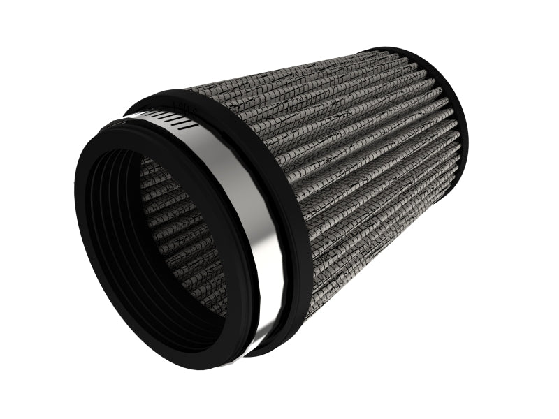 AFE Magnum FLOW universal air filter with a cylindrical design, featuring a textured filter element and rubber end caps.