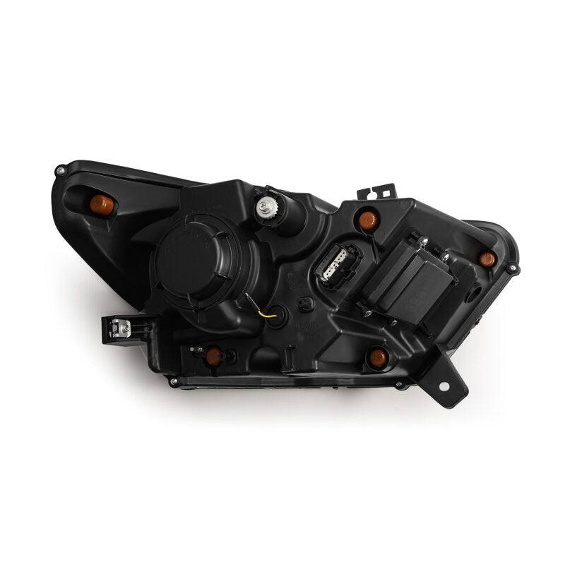 AlphaRex NOVA LED projector headlights for 15-17 Ford Mustang in Alpha-Black with sequential signal and switchback DRL.